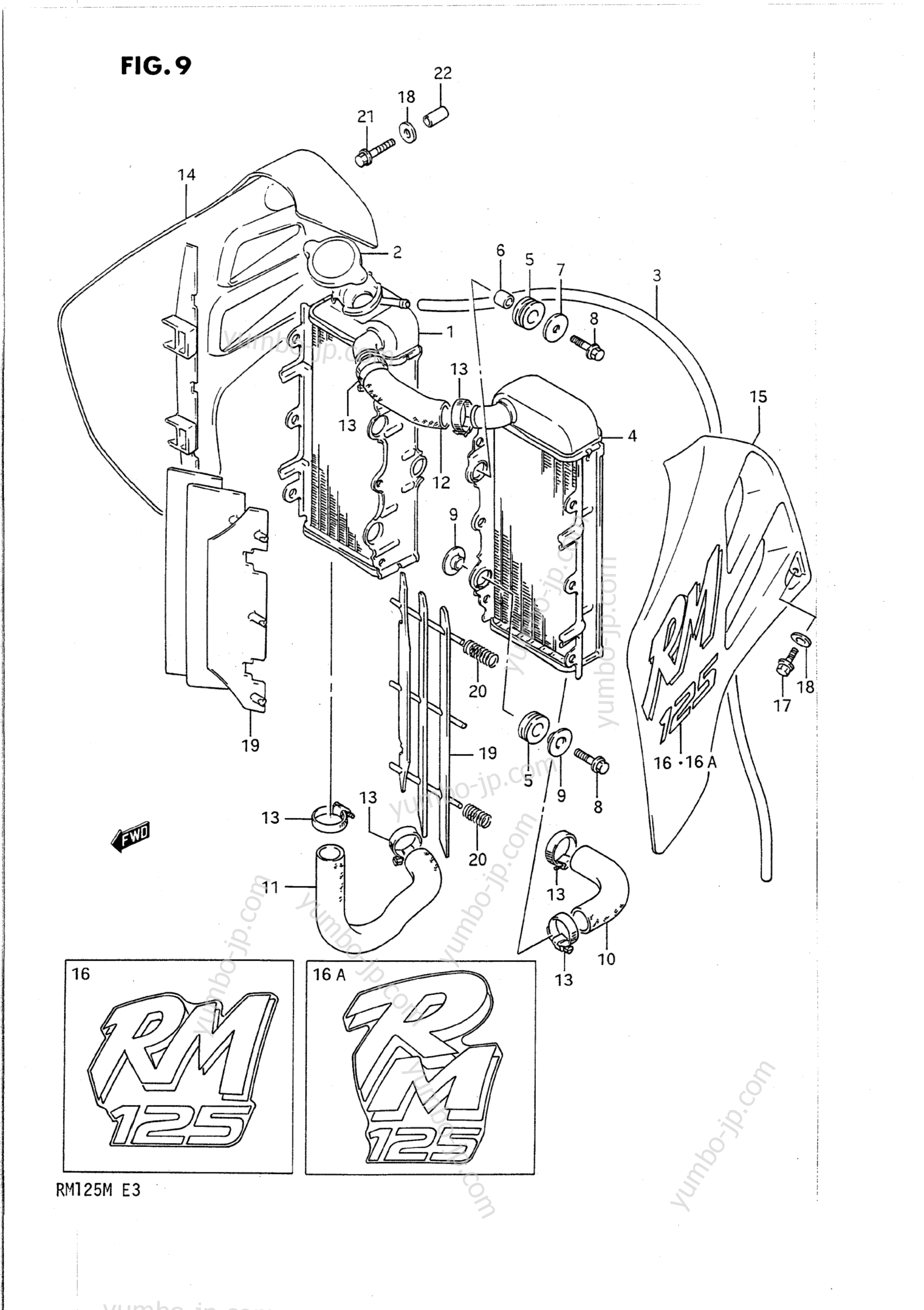 RADIATOR (MODEL K/L) for motorcycles SUZUKI RM125 1991 year