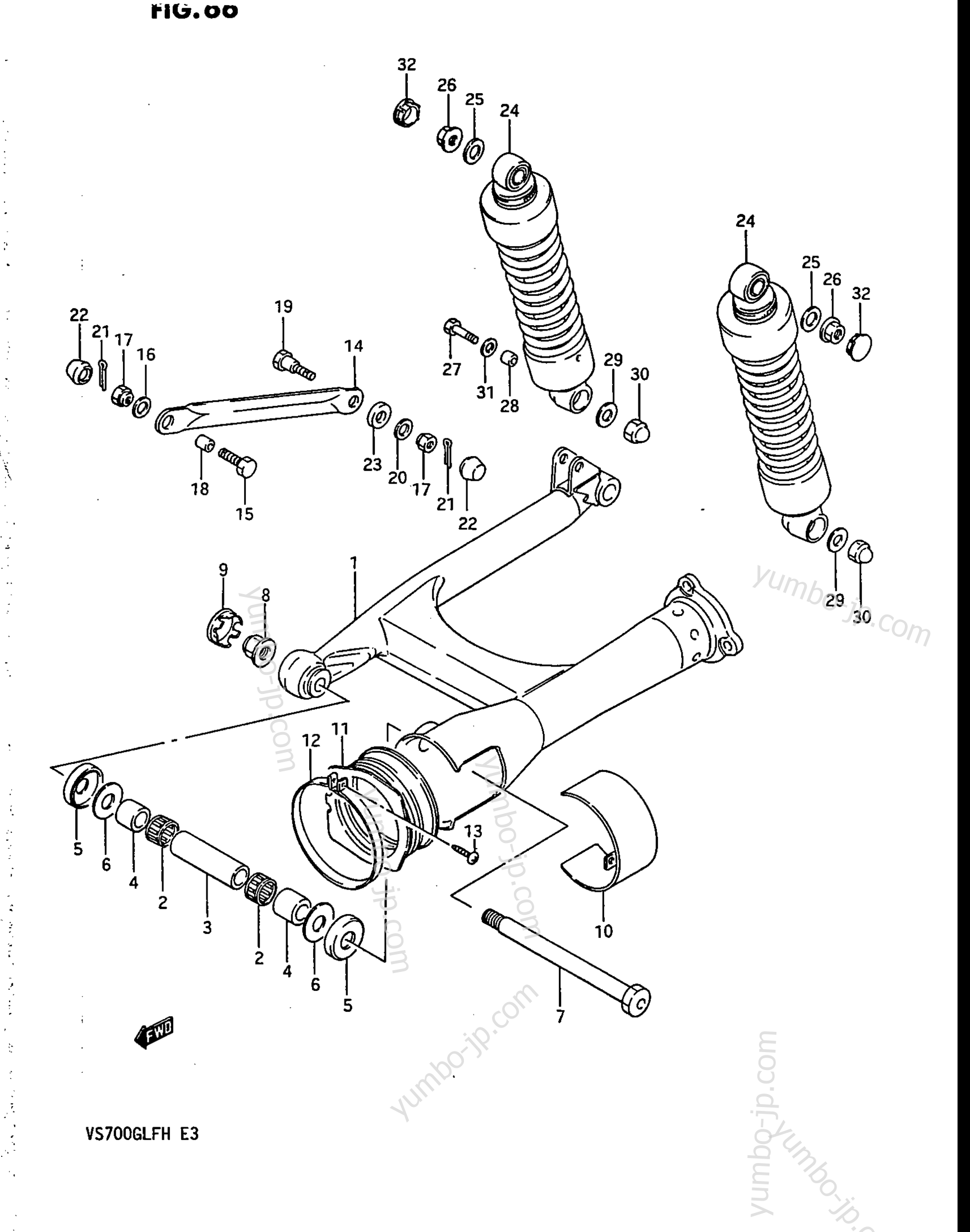 REAR SWINGING ARM (MODEL H) for motorcycles SUZUKI Intruder (VS700GLP) 1986 year