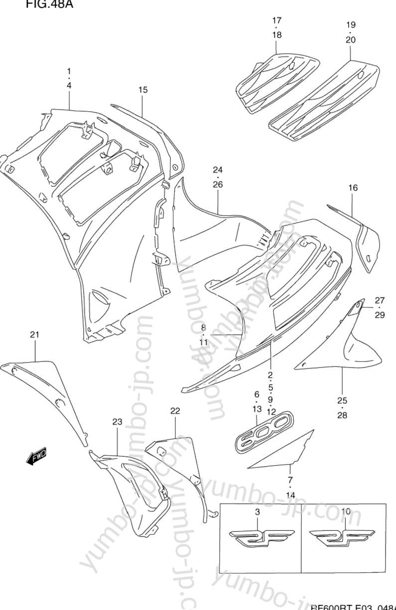 UNDER COWLING BODY (MODEL S/T) for motorcycles SUZUKI RF600R 1995 year