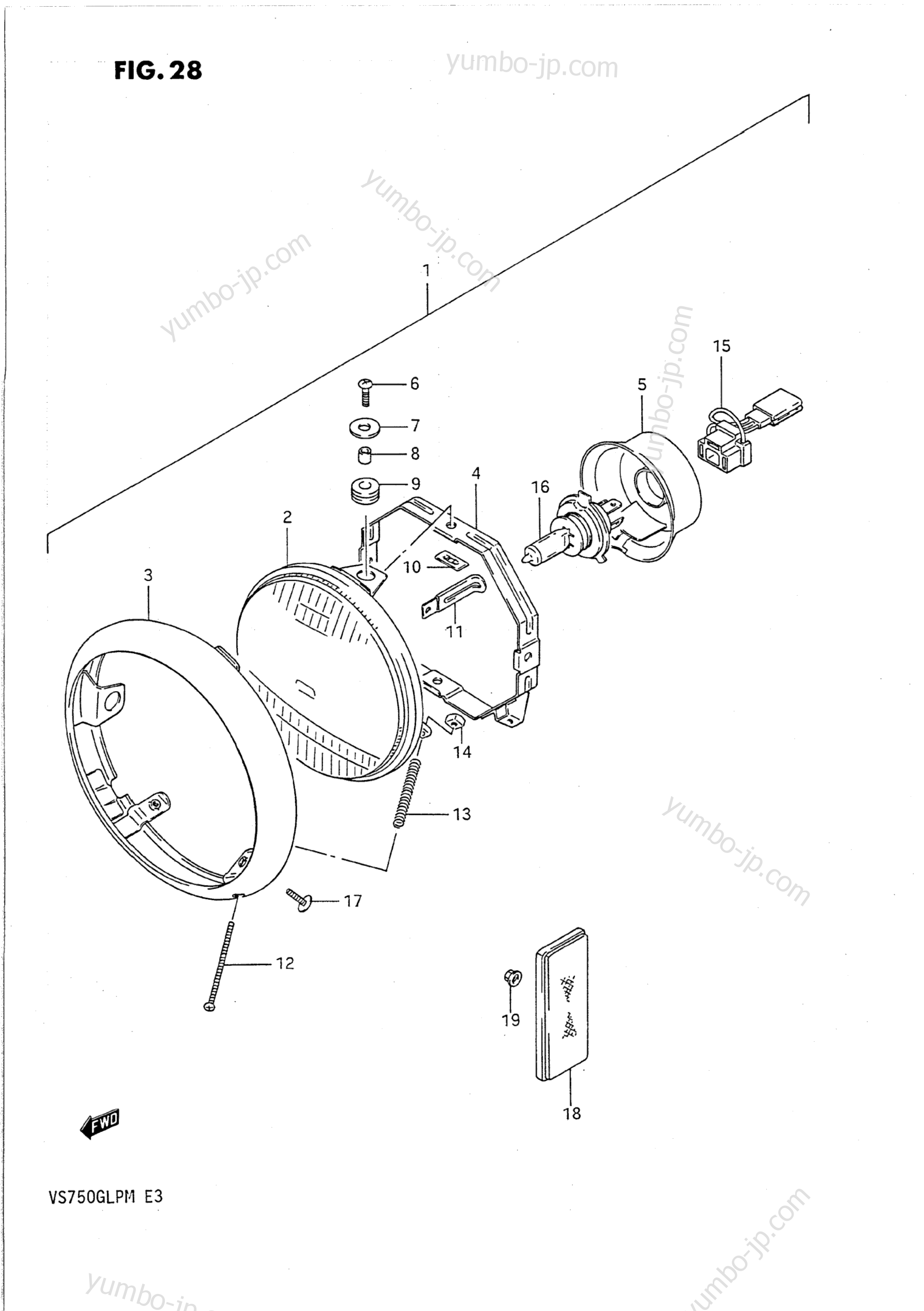 HEADLAMP для мотоциклов SUZUKI Intruder (VS750GLP) 1991 г.