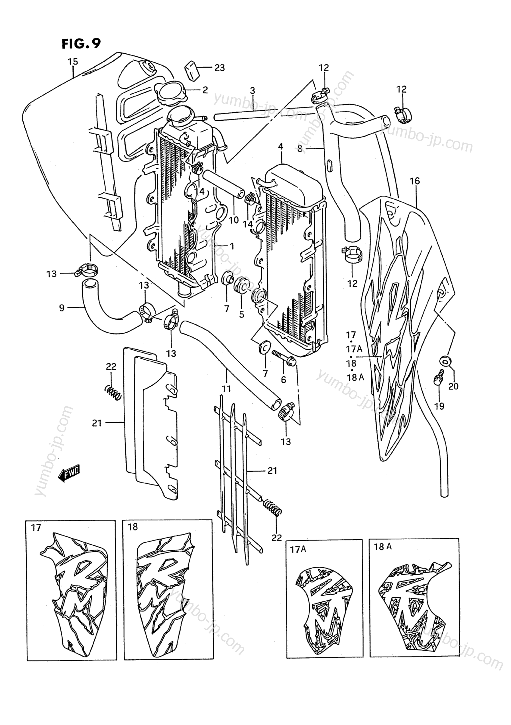 RADIATOR (MODEL N/P) for motorcycles SUZUKI RM125 1993 year