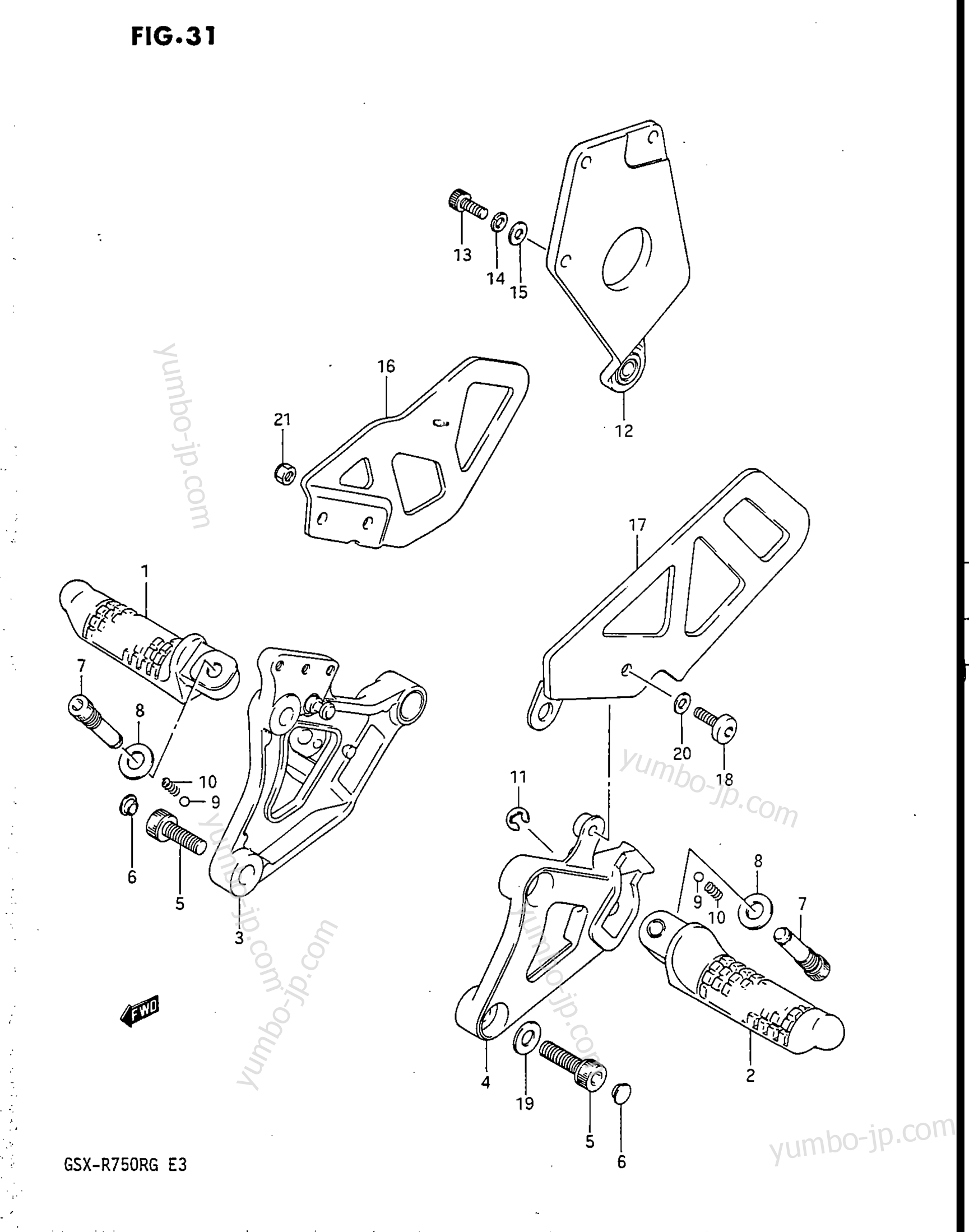 Footrest for motorcycles SUZUKI GSX-R750R 1986 year