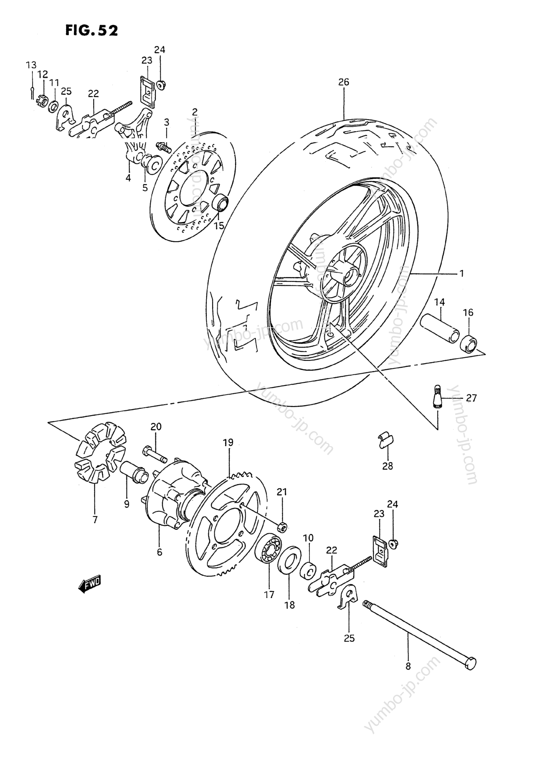 REAR WHEEL (MODEL J) для мотоциклов SUZUKI Katana (GSX600F) 1989 г.