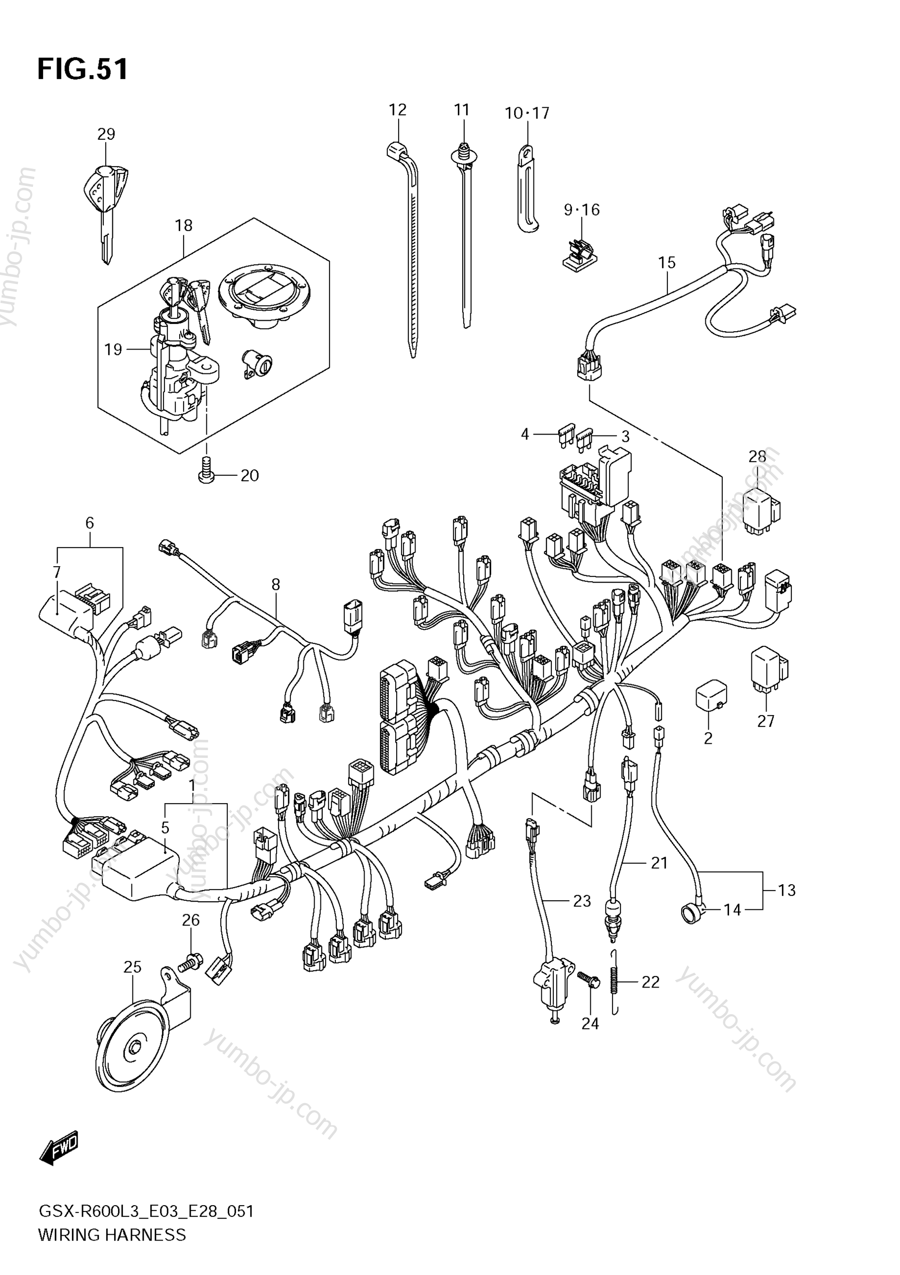 WIRING HARNESS (GSX-R600L3 E33) для мотоциклов SUZUKI GSX-R600 2013 г.