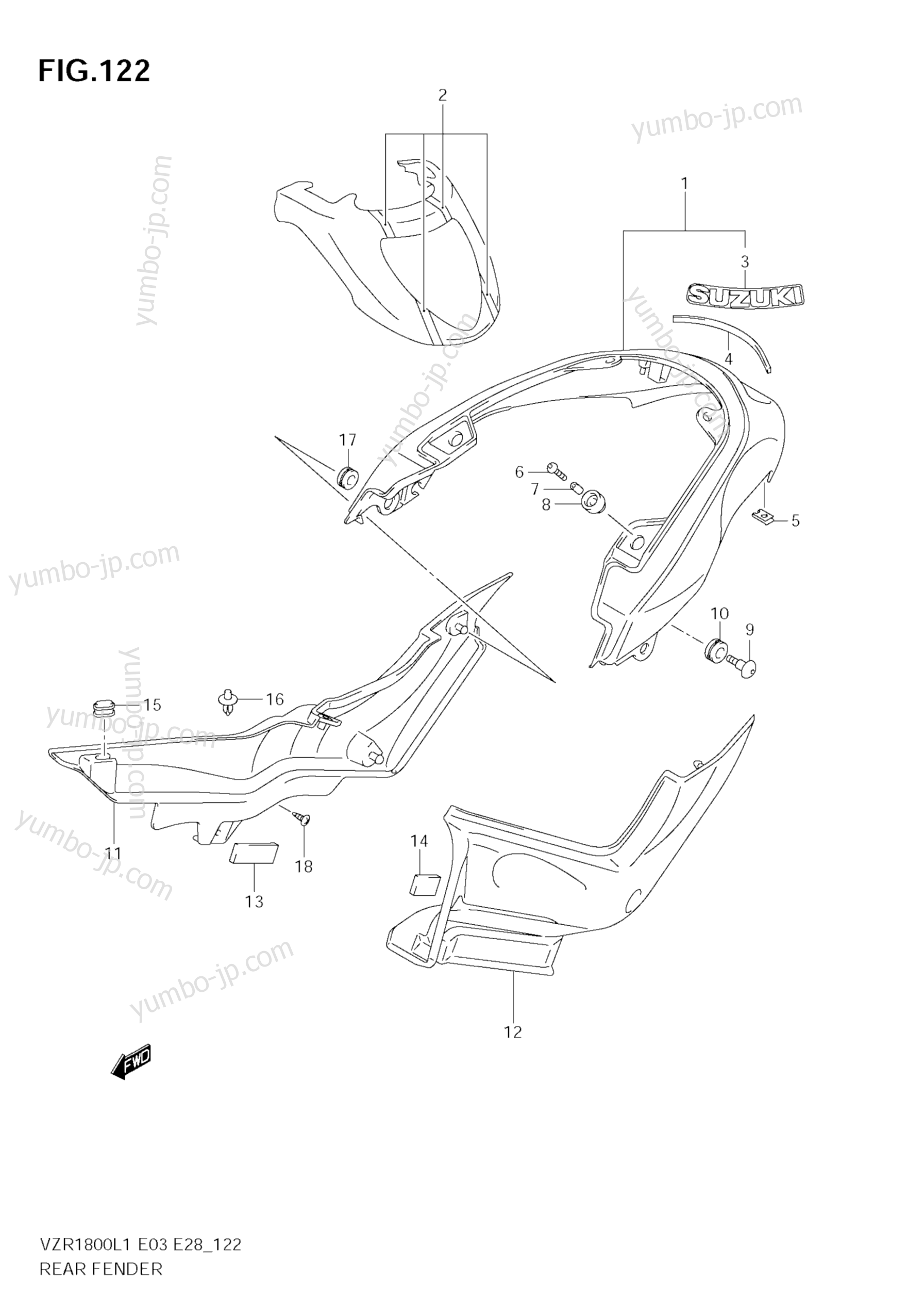 REAR FENDER (VZR1800Z L1 E3) for motorcycles SUZUKI Boulevard M109R (VZR1800) 2011 year