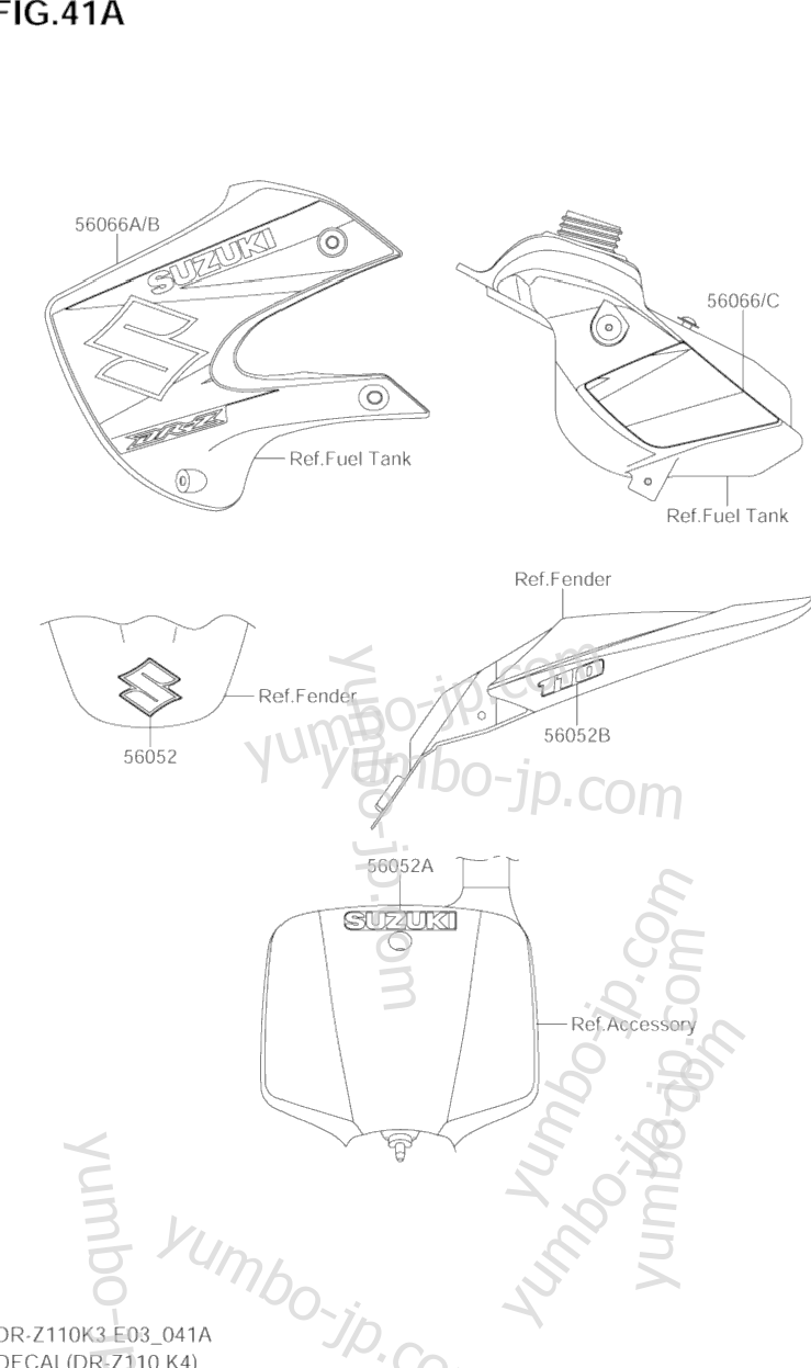 DECAL(DR-Z110 K4) for motorcycles SUZUKI DR-Z110 2004 year