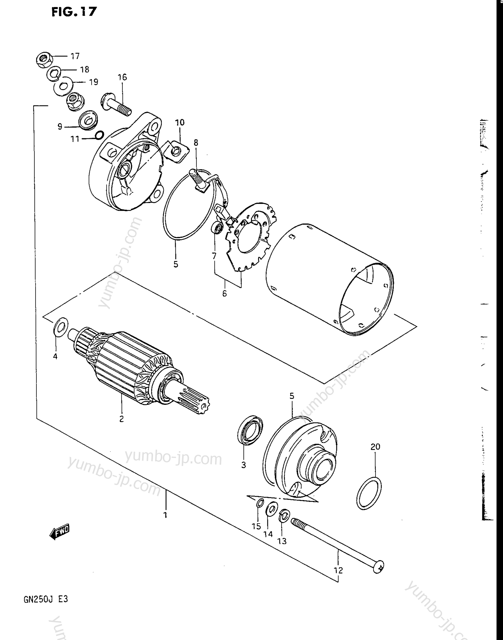 STARTING MOTOR для мотоциклов SUZUKI 1985, (GN250) 1988 г.