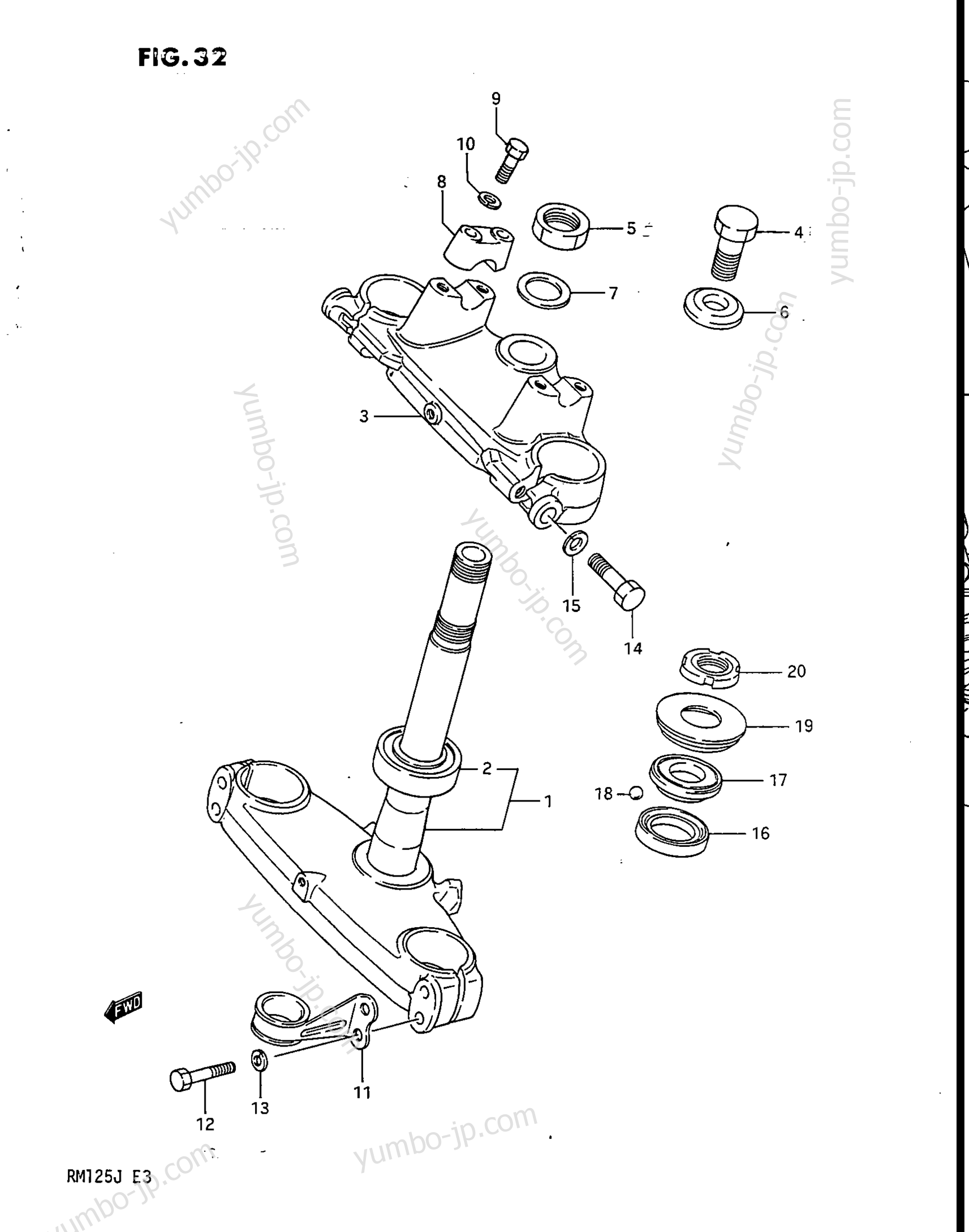 STEERING STEM (MODEL G/H) for motorcycles SUZUKI RM125 1988 year