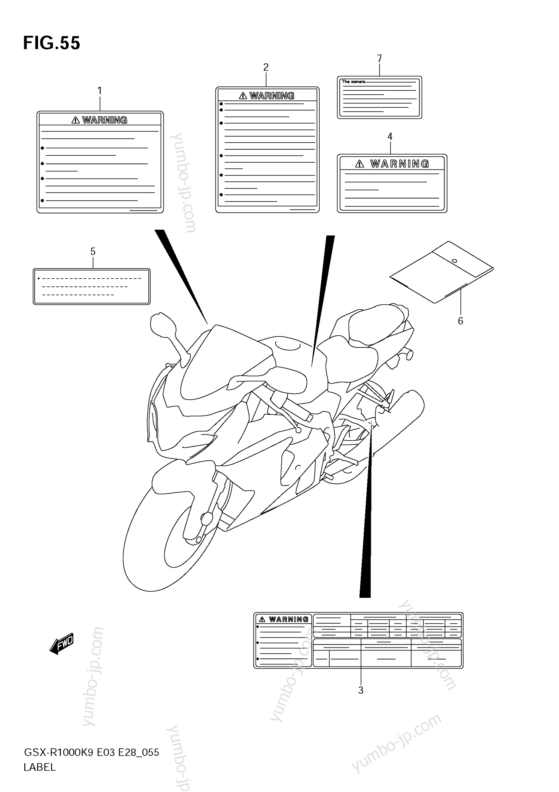 LABEL for motorcycles SUZUKI GSX-R1000 2009 year