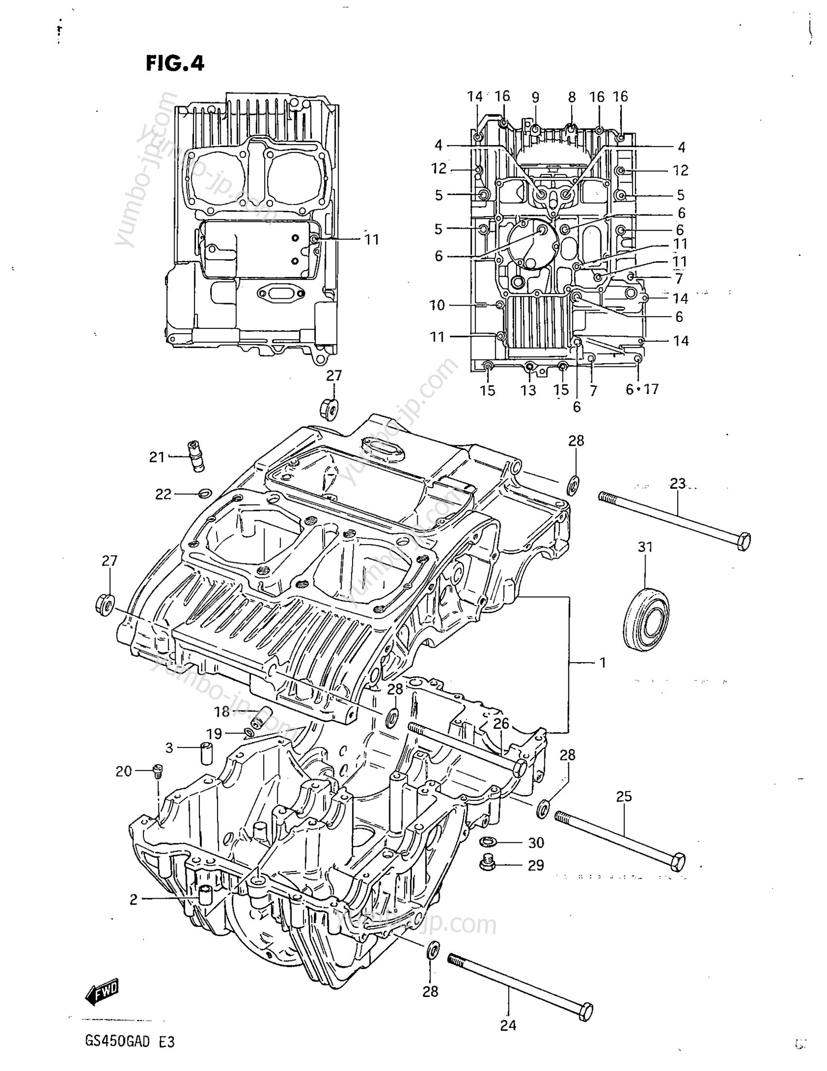 CRANKCASE for motorcycles SUZUKI GS450GA 1982 year