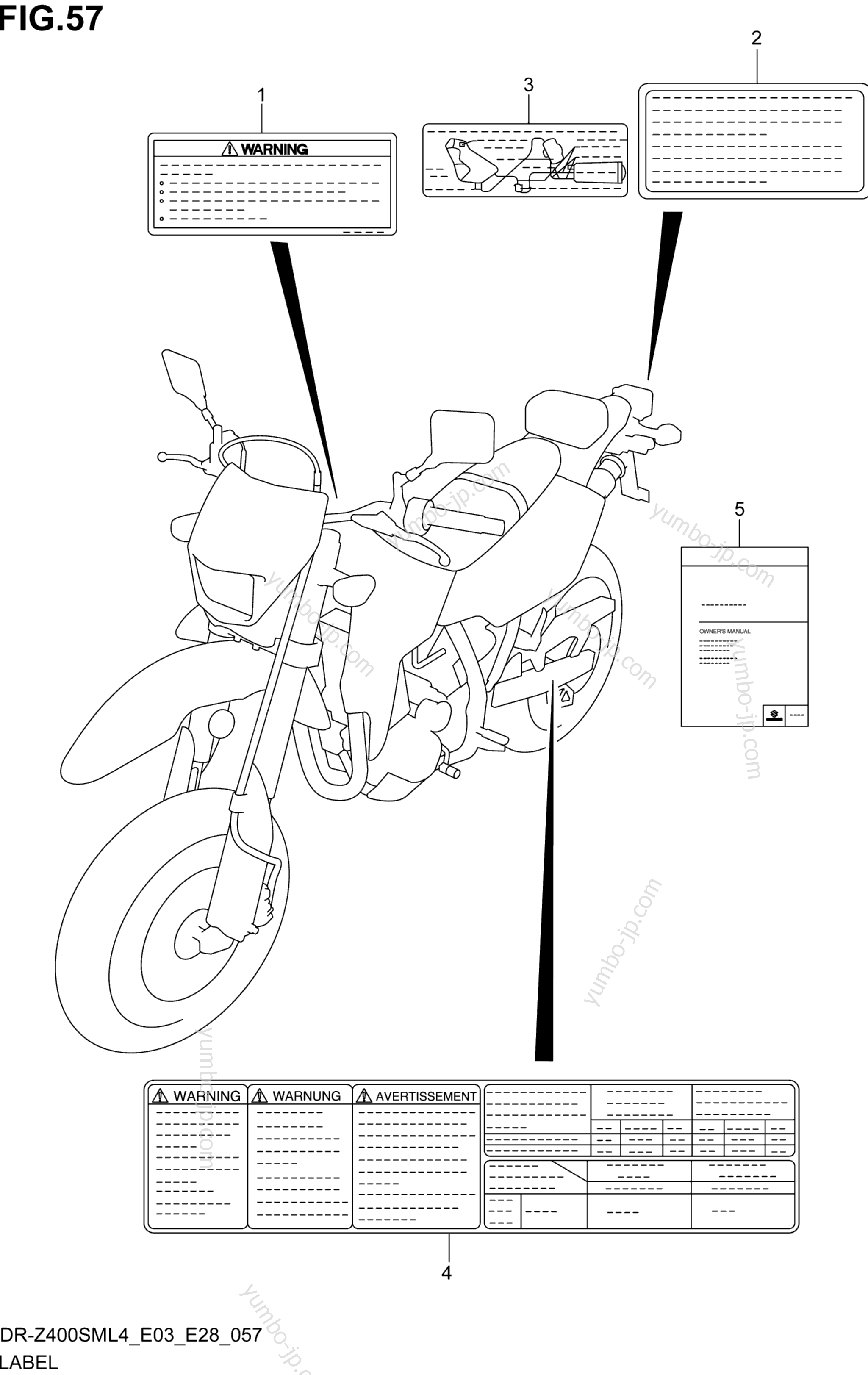 LABEL (DR-Z400SML4 E33) for motorcycles SUZUKI DR-Z400SM 2014 year