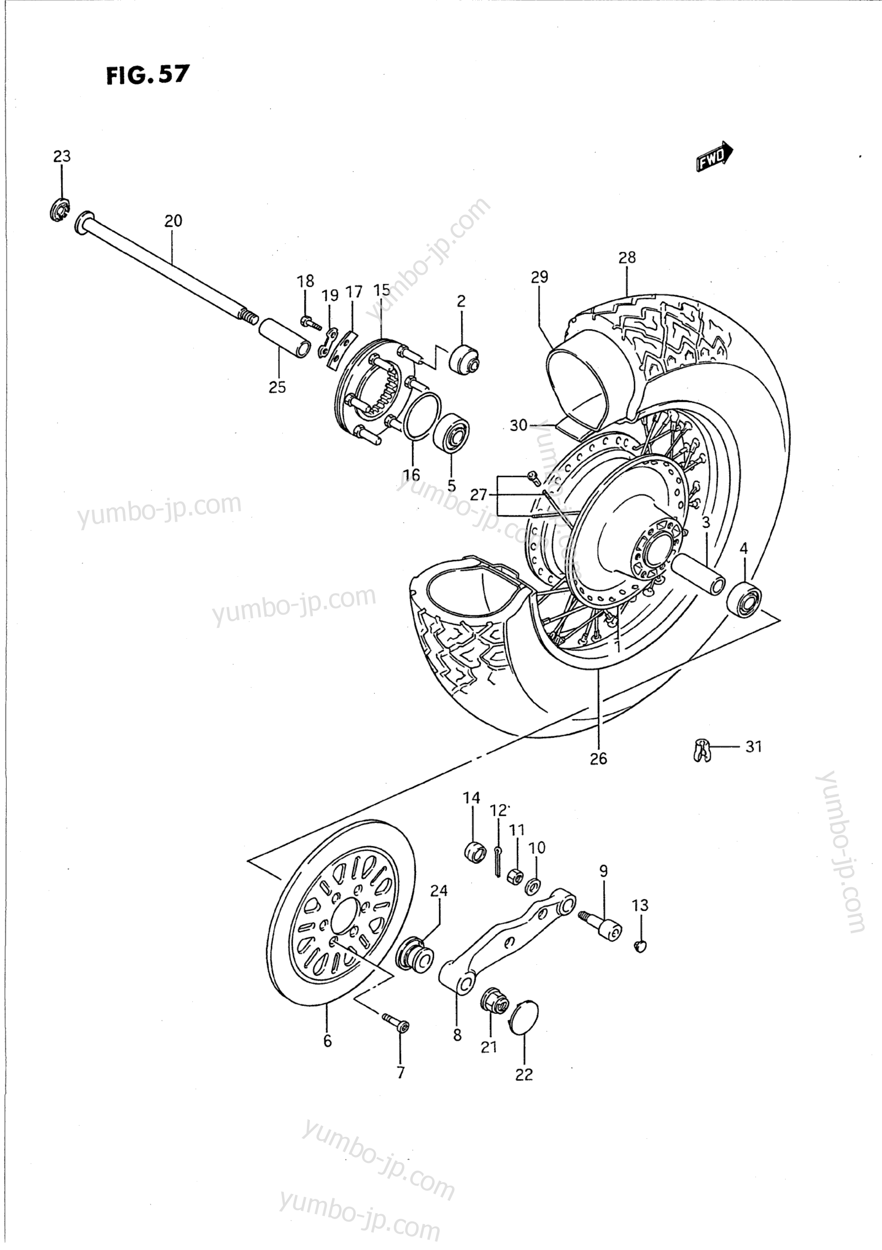REAR WHEEL для мотоциклов SUZUKI Intruder (VS1400GLP) 1991 г.