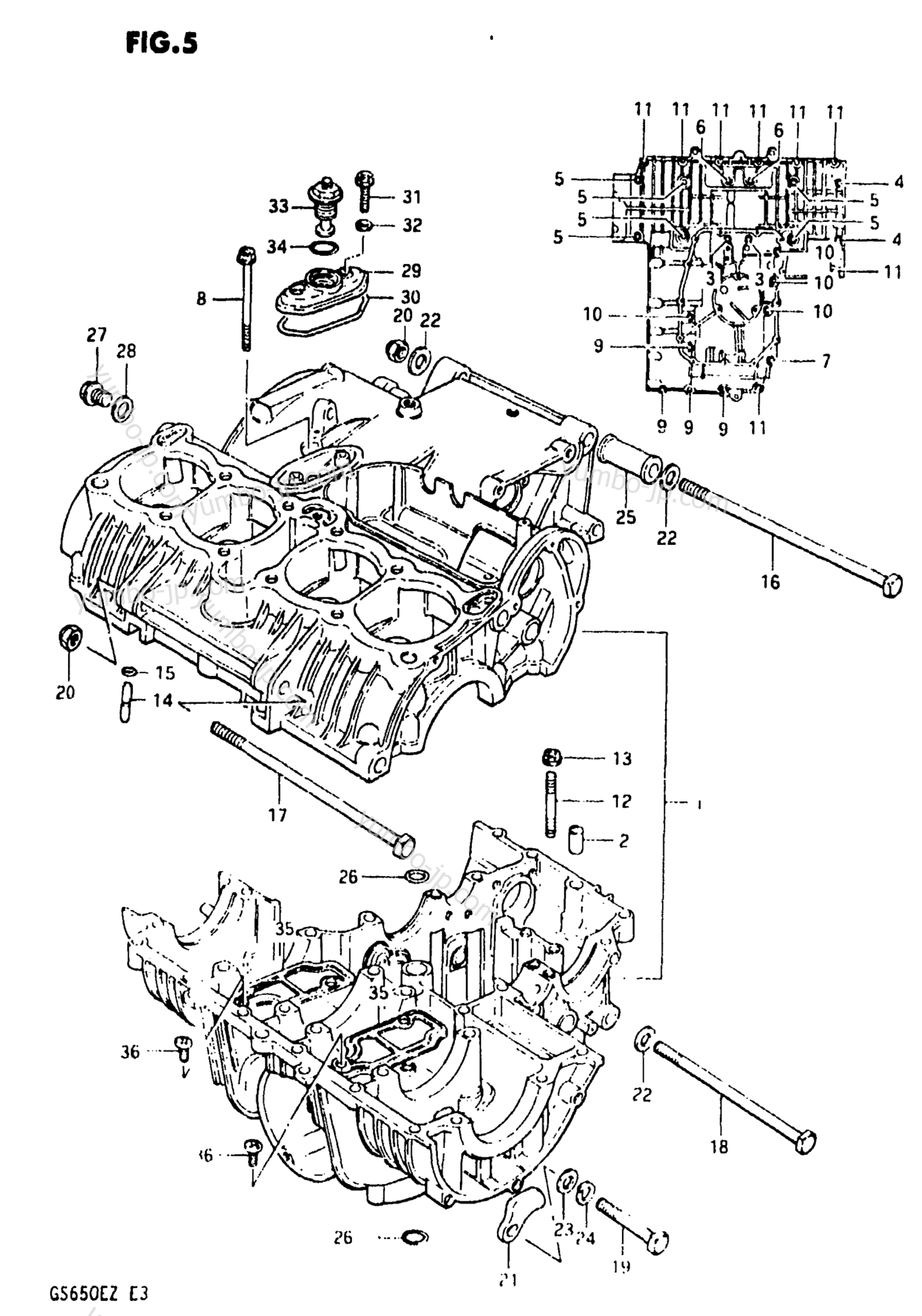 CRANKCASE for motorcycles SUZUKI GS650E 1982 year