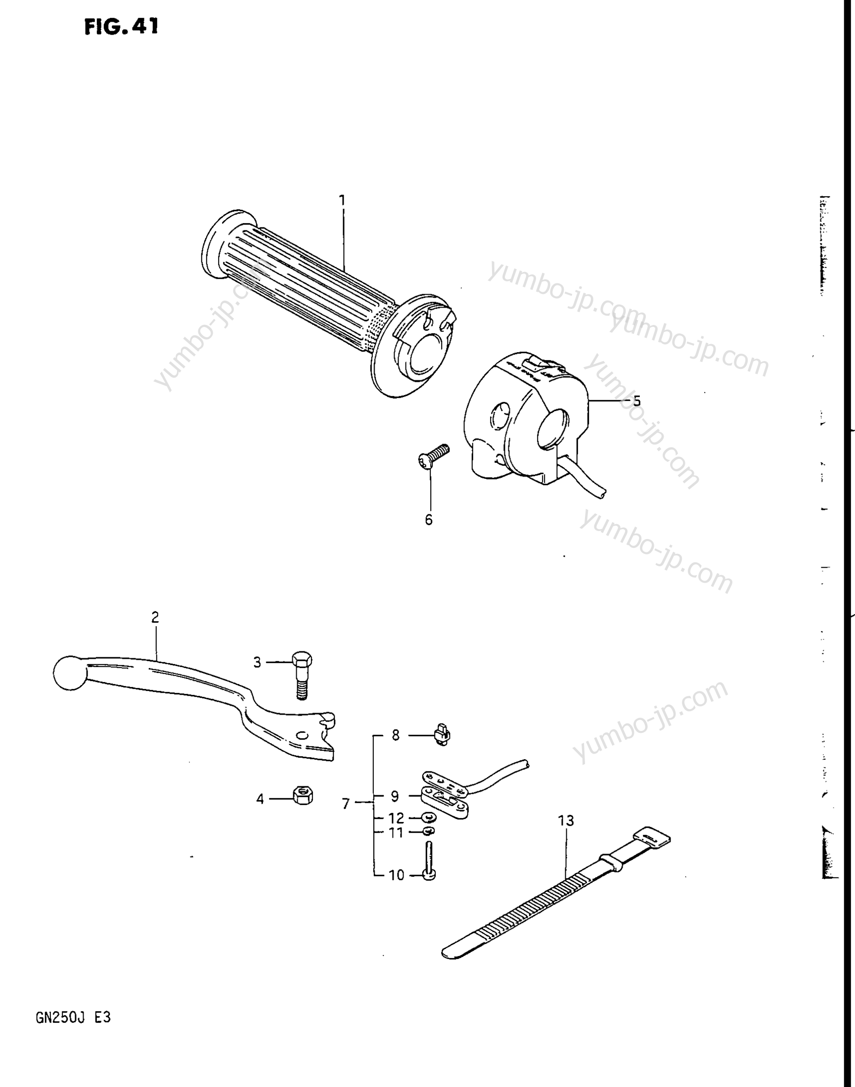 RIGHT HANDLE SWITCH (MODEL J) for motorcycles SUZUKI 1985, (GN250) 1988 year