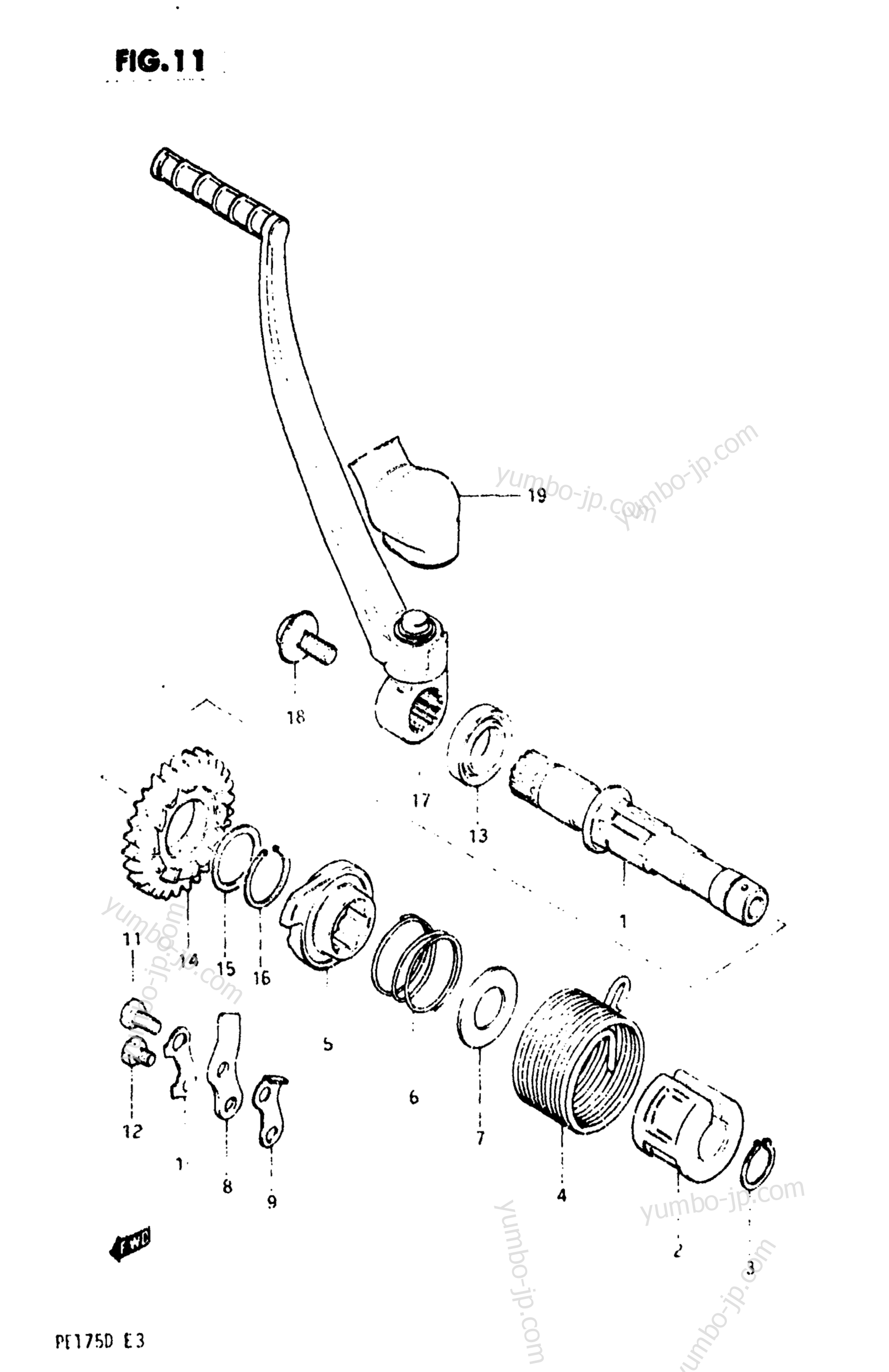 KICK STARTER for motorcycles SUZUKI PE175 1983 year