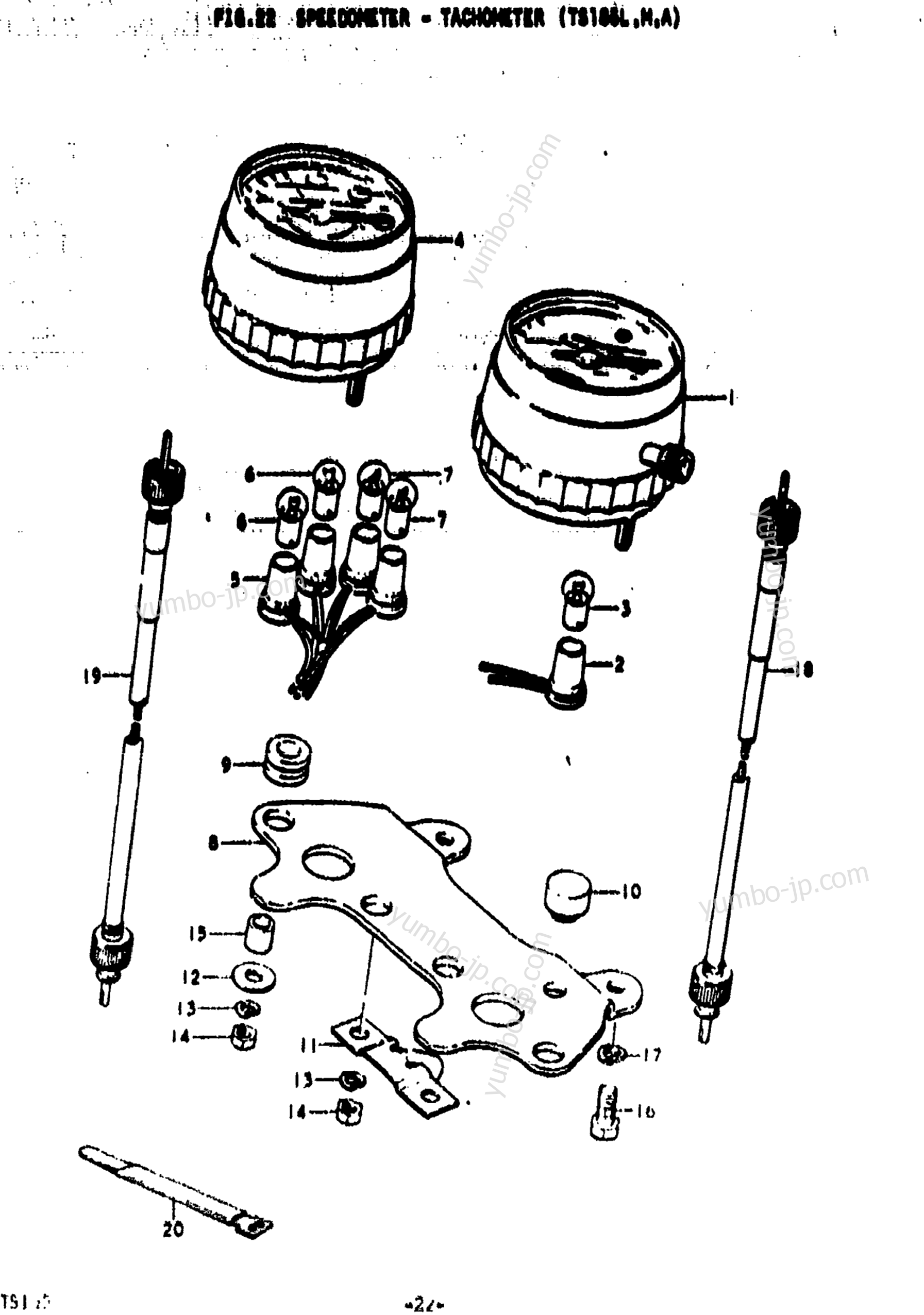 SPEEDOMETER - TACHOMETER (TS185L for motorcycles SUZUKI TS185 1975 year
