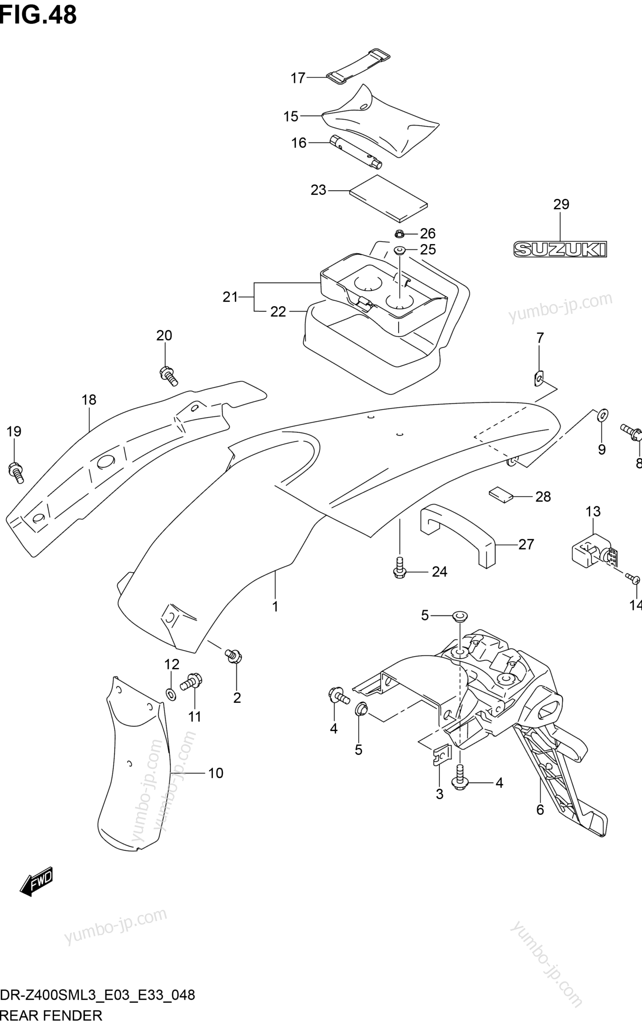 REAR FENDER for motorcycles SUZUKI DR-Z400SM 2013 year