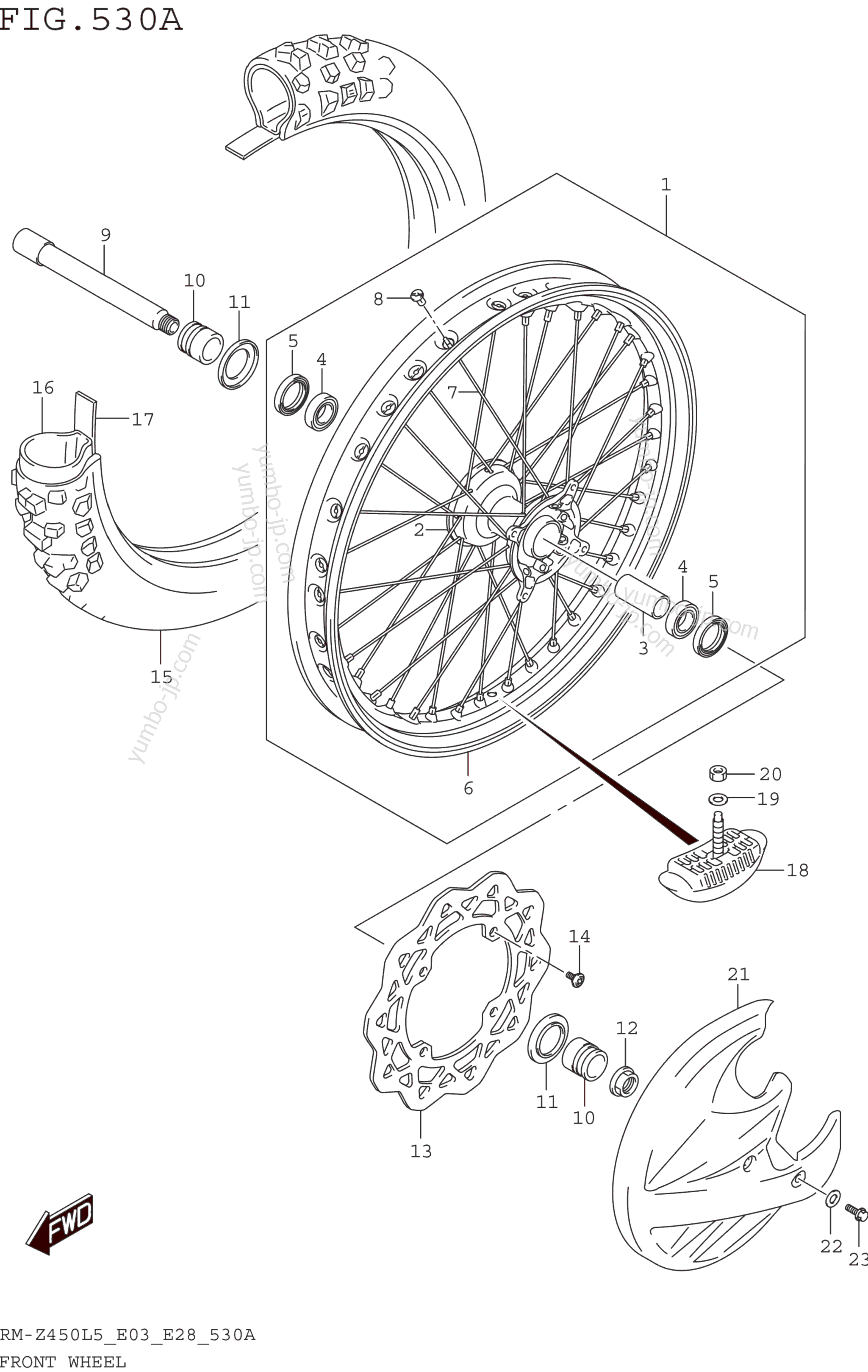 FRONT WHEEL for motorcycles SUZUKI RM-Z450 2015 year