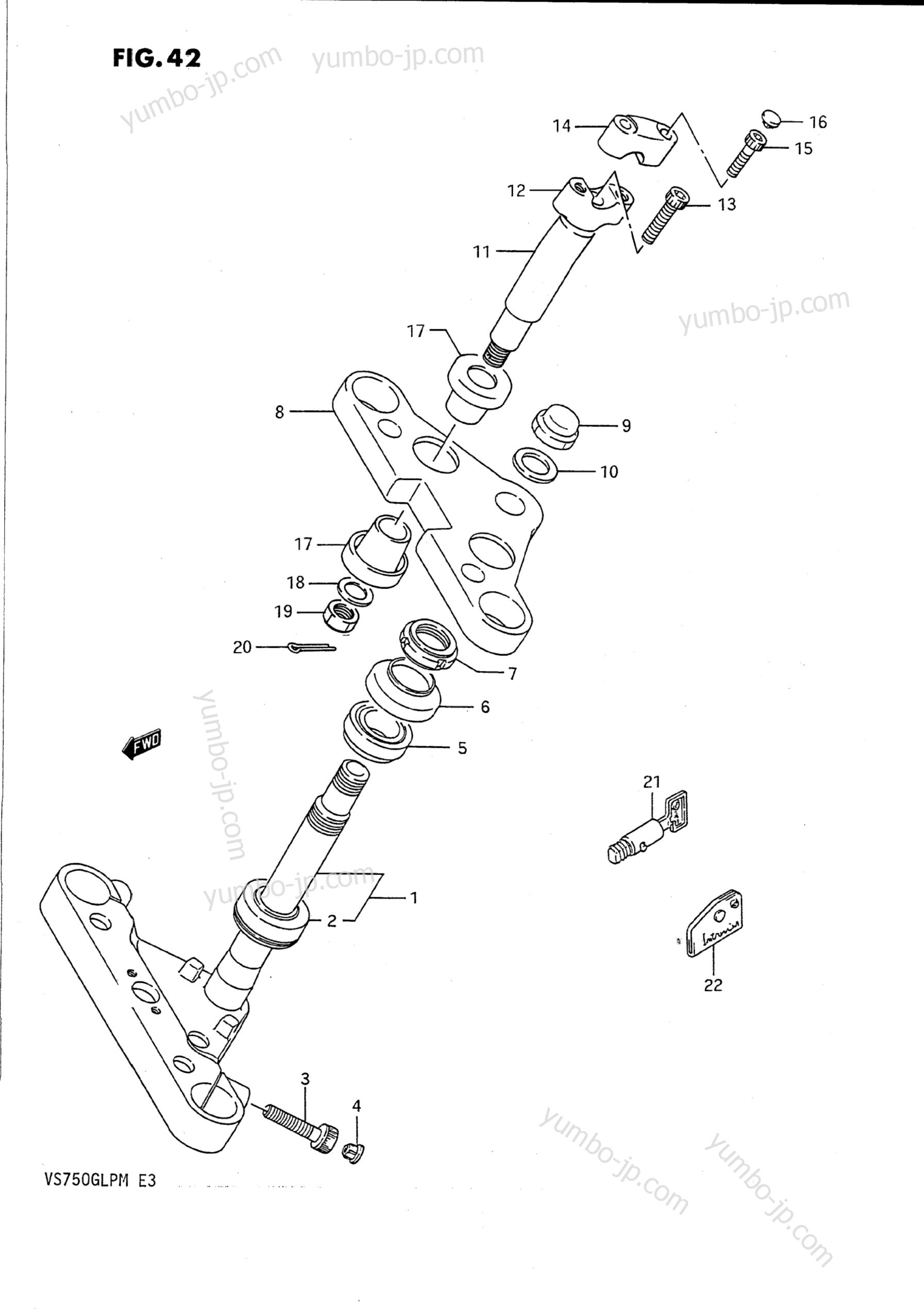 STEERING STEM для мотоциклов SUZUKI Intruder (VS750GLP) 1988 г.