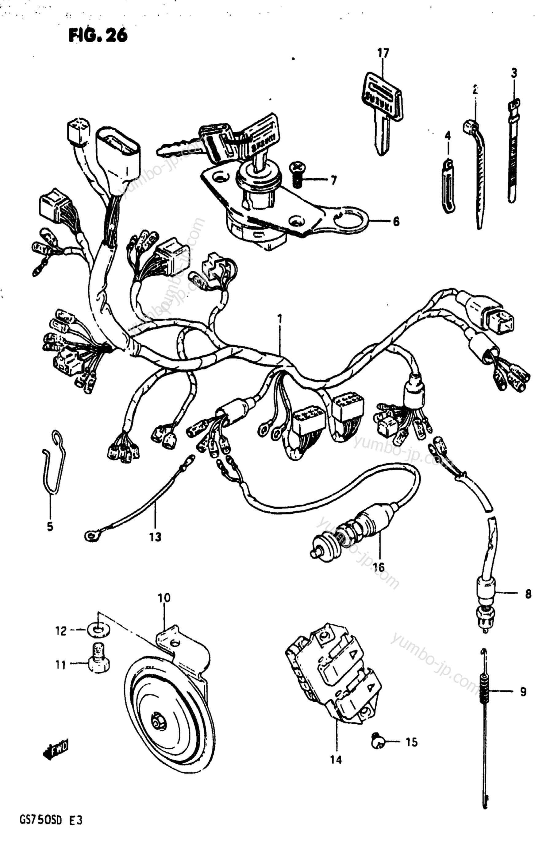 WIRING HARNESS for motorcycles SUZUKI GS750S 1983 year