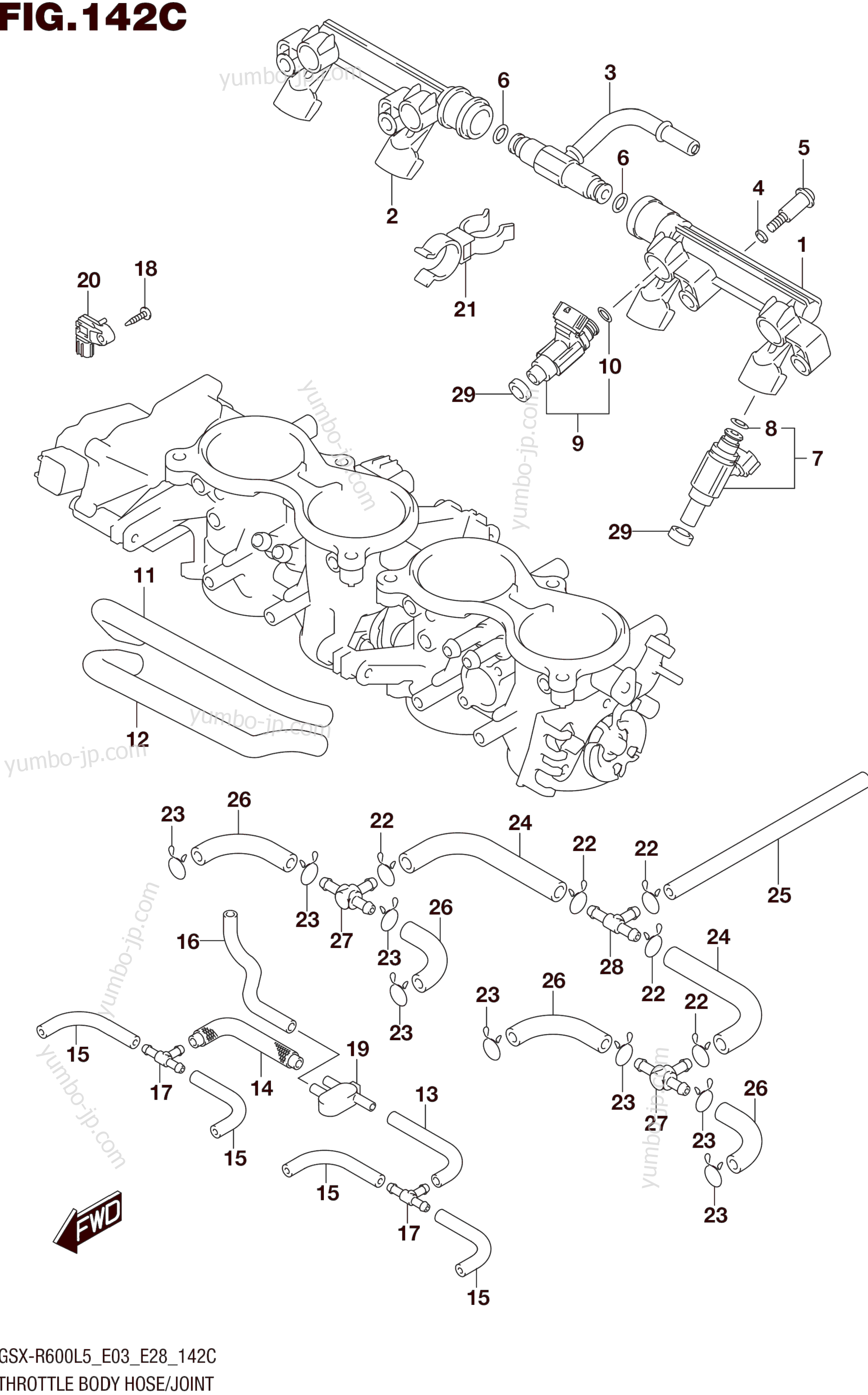 THROTTLE BODY HOSE/JOINT (GSX-R600L5 E33) для мотоциклов SUZUKI GSX-R600 2015 г.