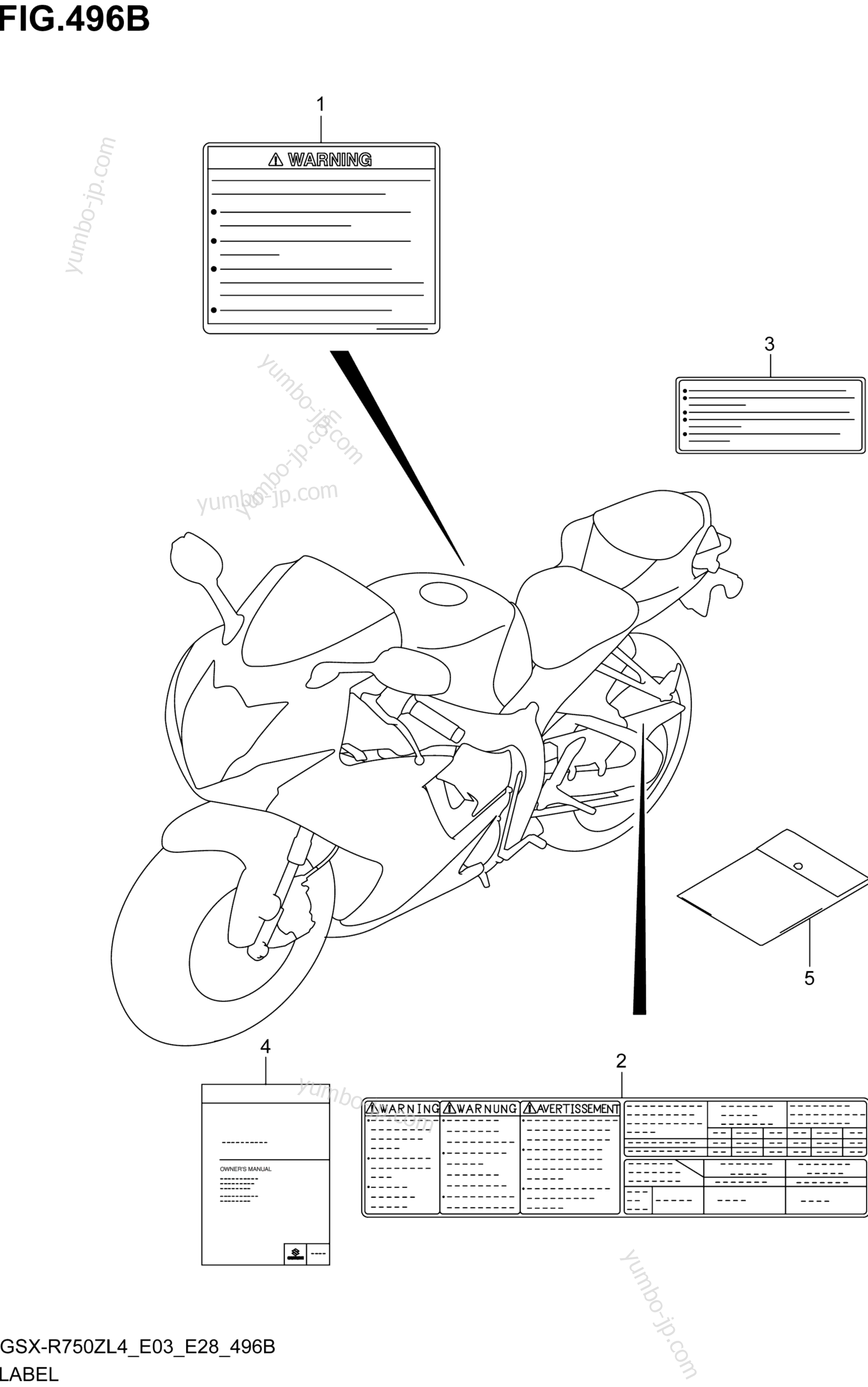 LABEL (GSX-R750ZL4 E28) for motorcycles SUZUKI GSX-R750Z 2014 year