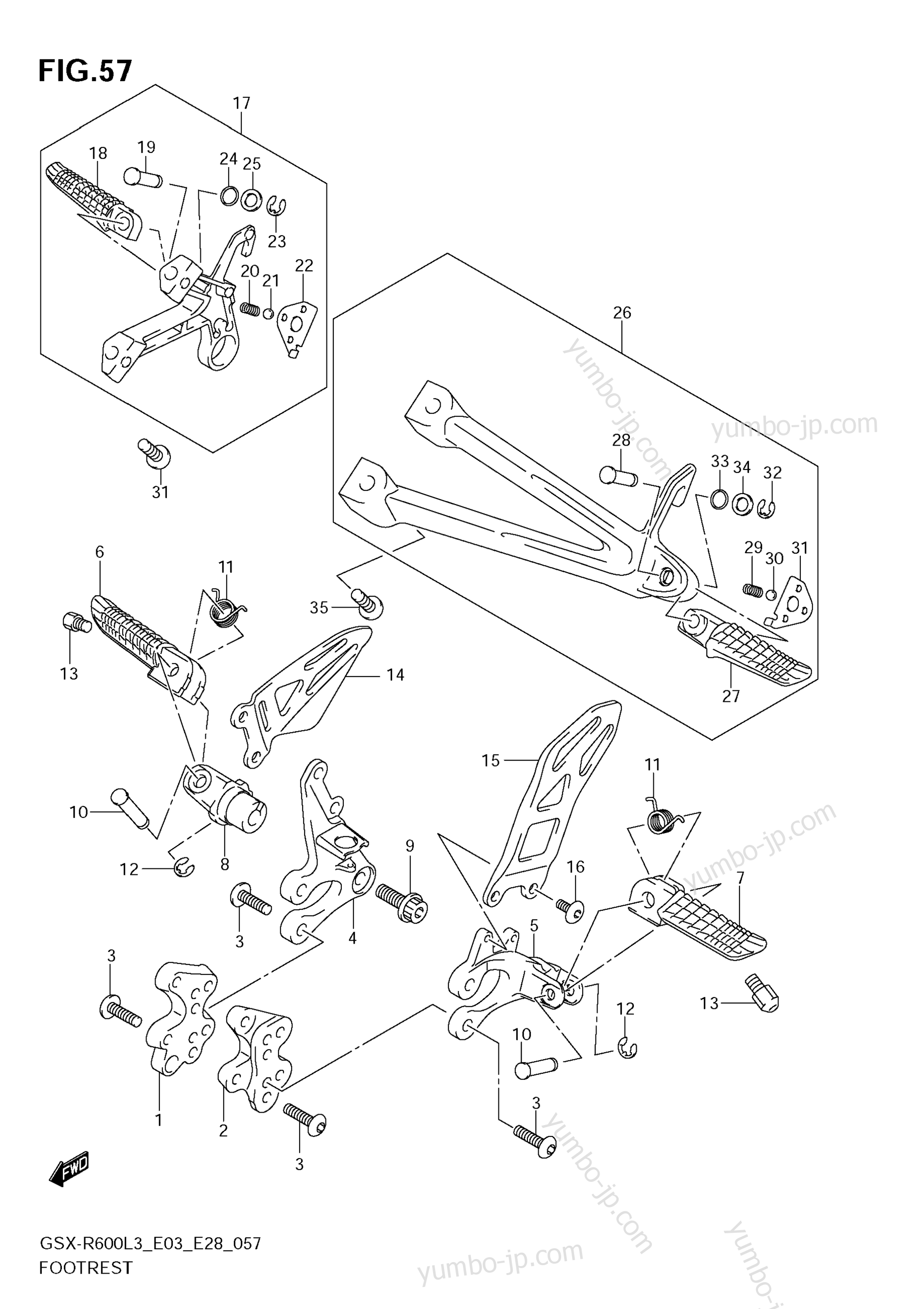 Footrest for motorcycles SUZUKI GSX-R600 2013 year