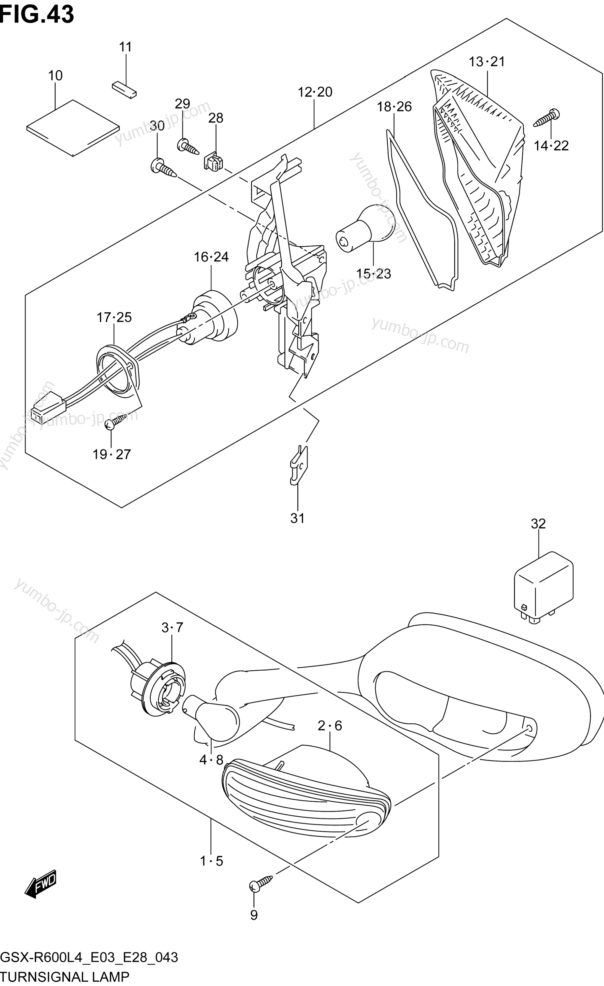 TURNSIGNAL LAMP (GSX-R600L4 E33) for motorcycles SUZUKI GSX-R600 2014 year
