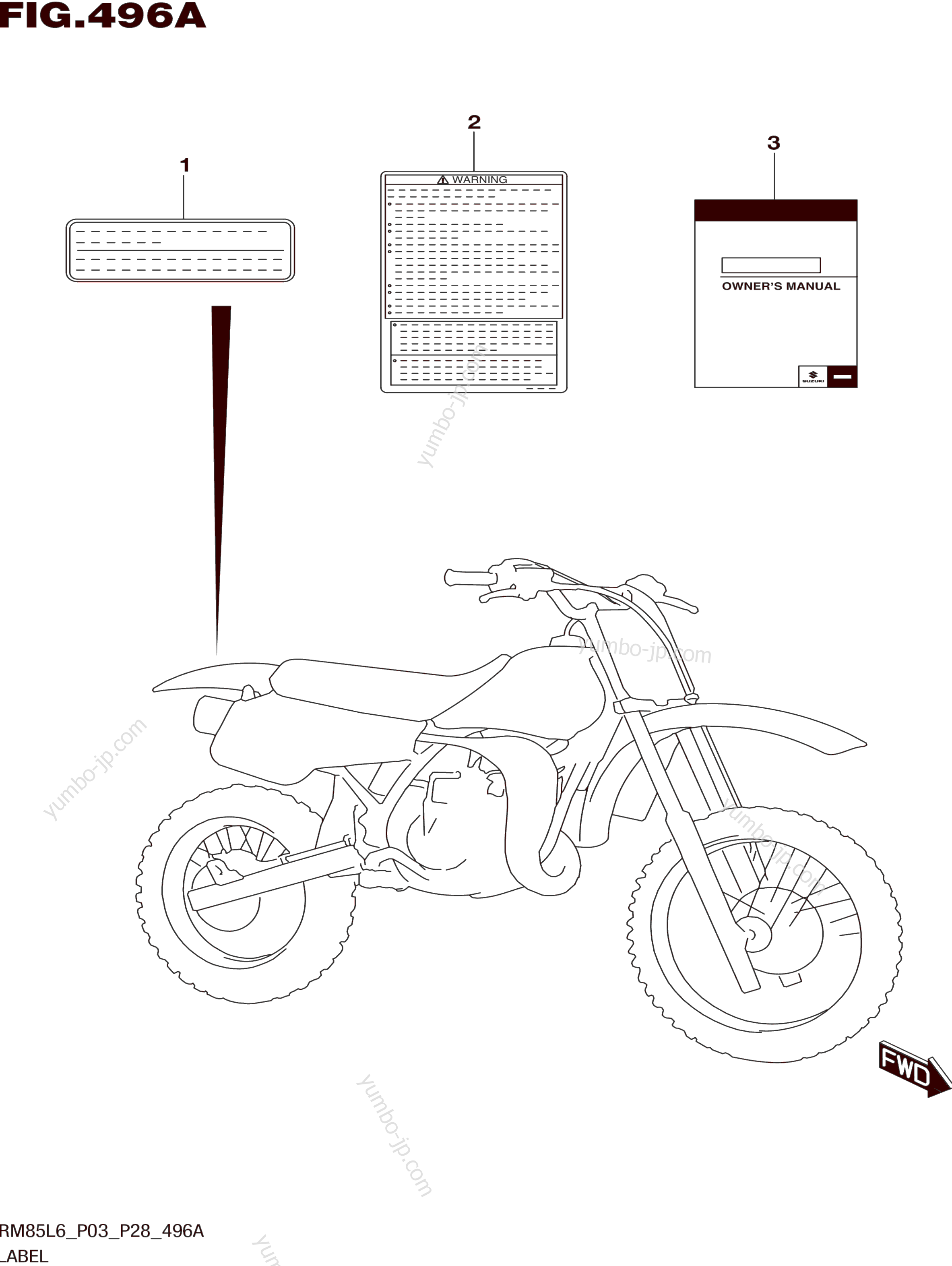 LABEL (RM85L6 P03) для мотоциклов SUZUKI RM85 2016 г.