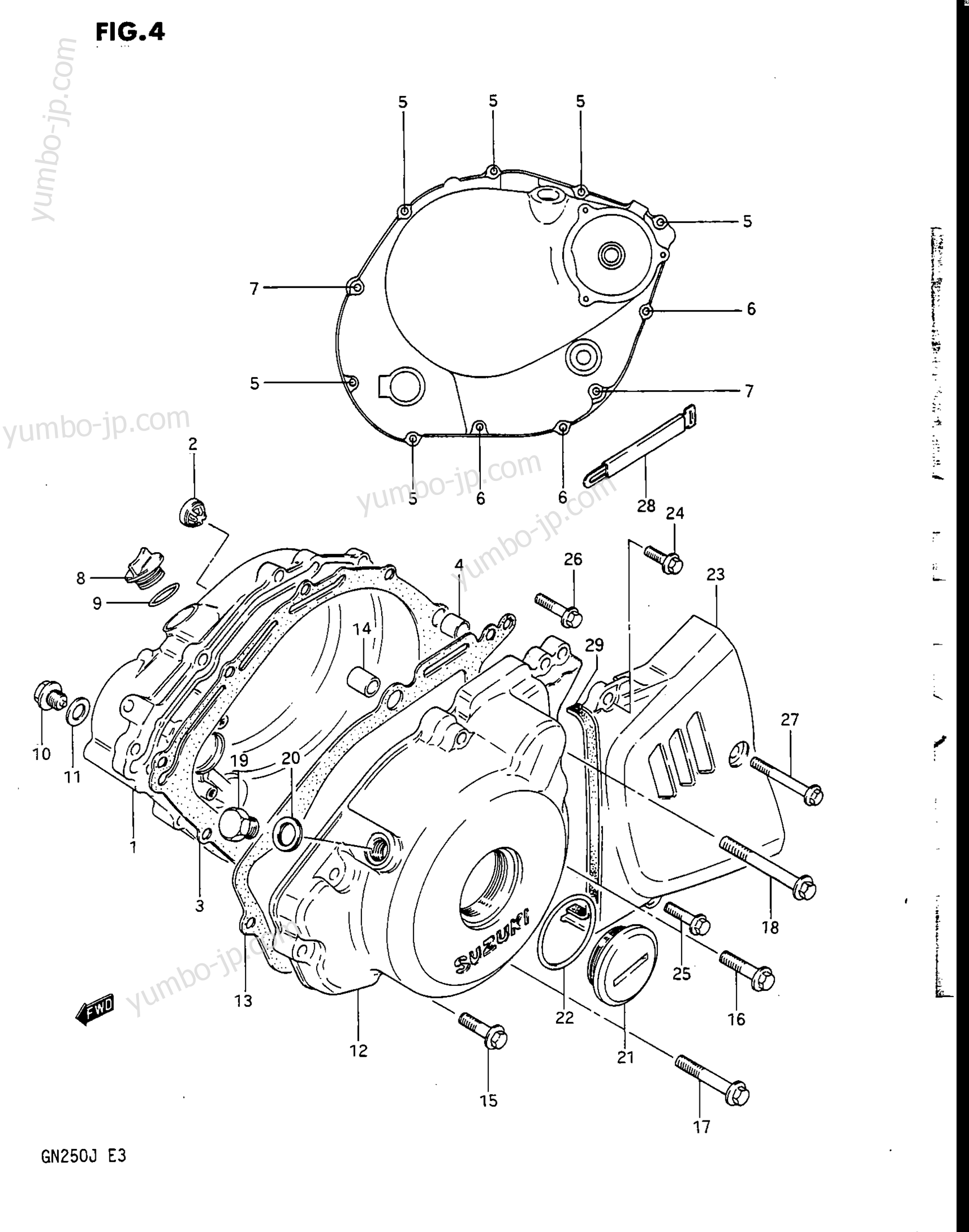 CRANKCASE COVER for motorcycles SUZUKI 1985, (GN250) 1988 year