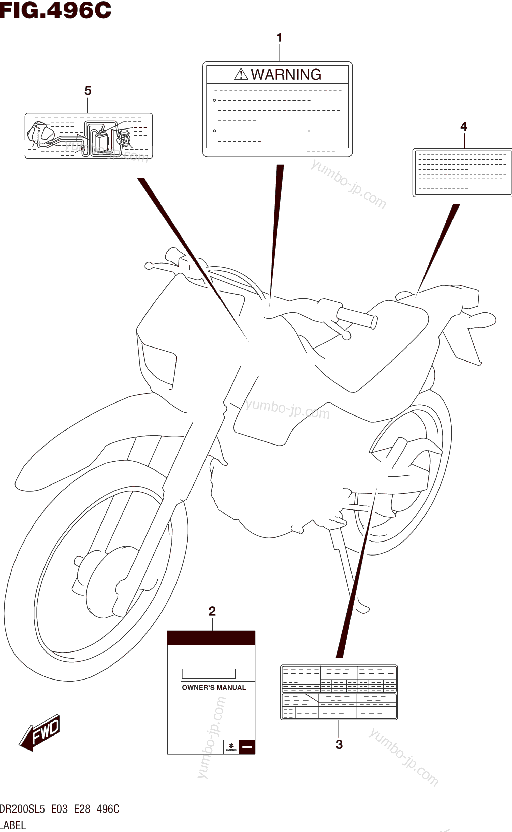 LABEL (DR200SL5 E33) для мотоциклов SUZUKI DR200S 2015 г.