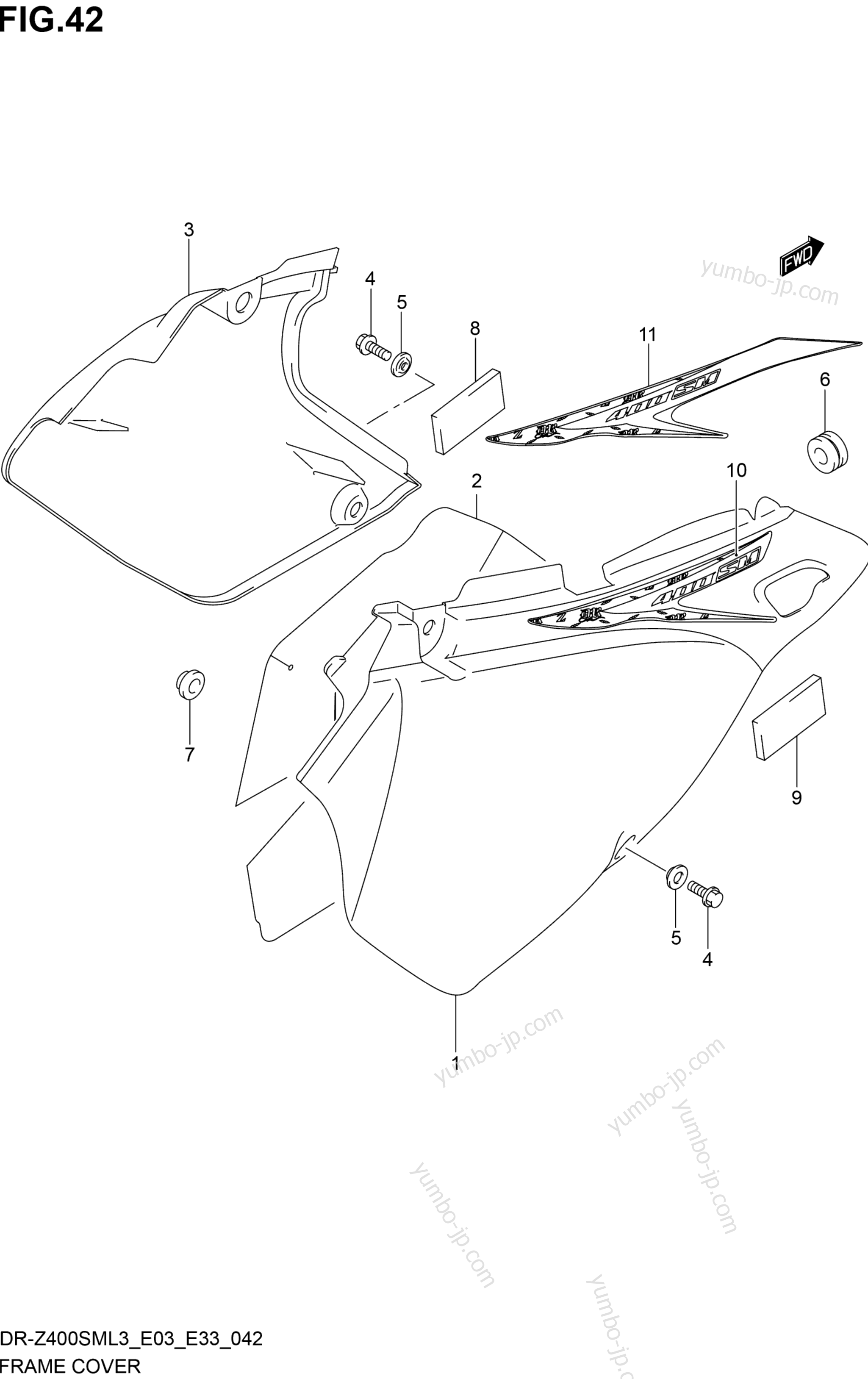 FRAME COVER (DR-Z400SML3 E03) для мотоциклов SUZUKI DR-Z400SM 2013 г.