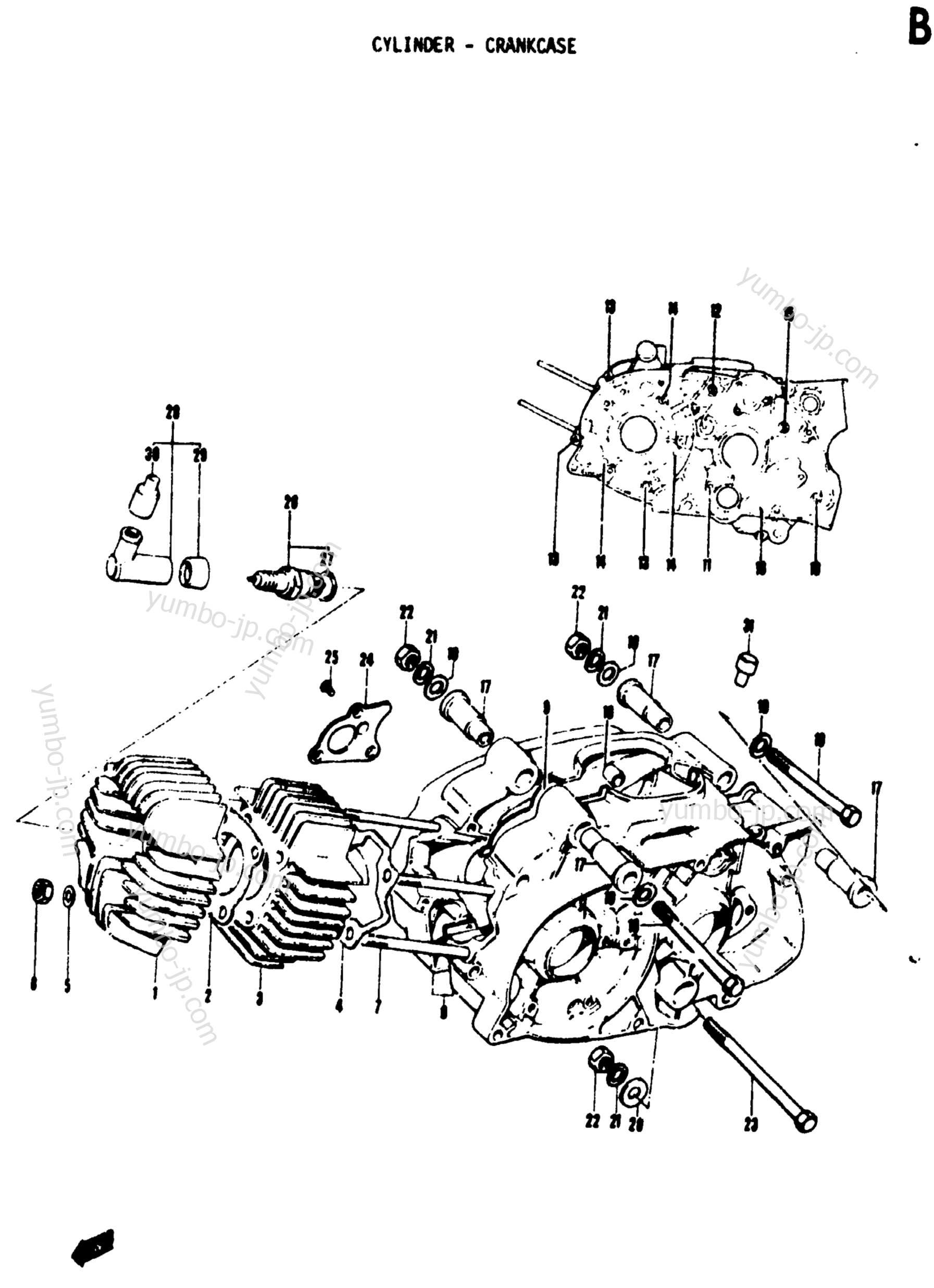 Cylinder - Crankcase для мотоциклов SUZUKI MT50 1973 г.