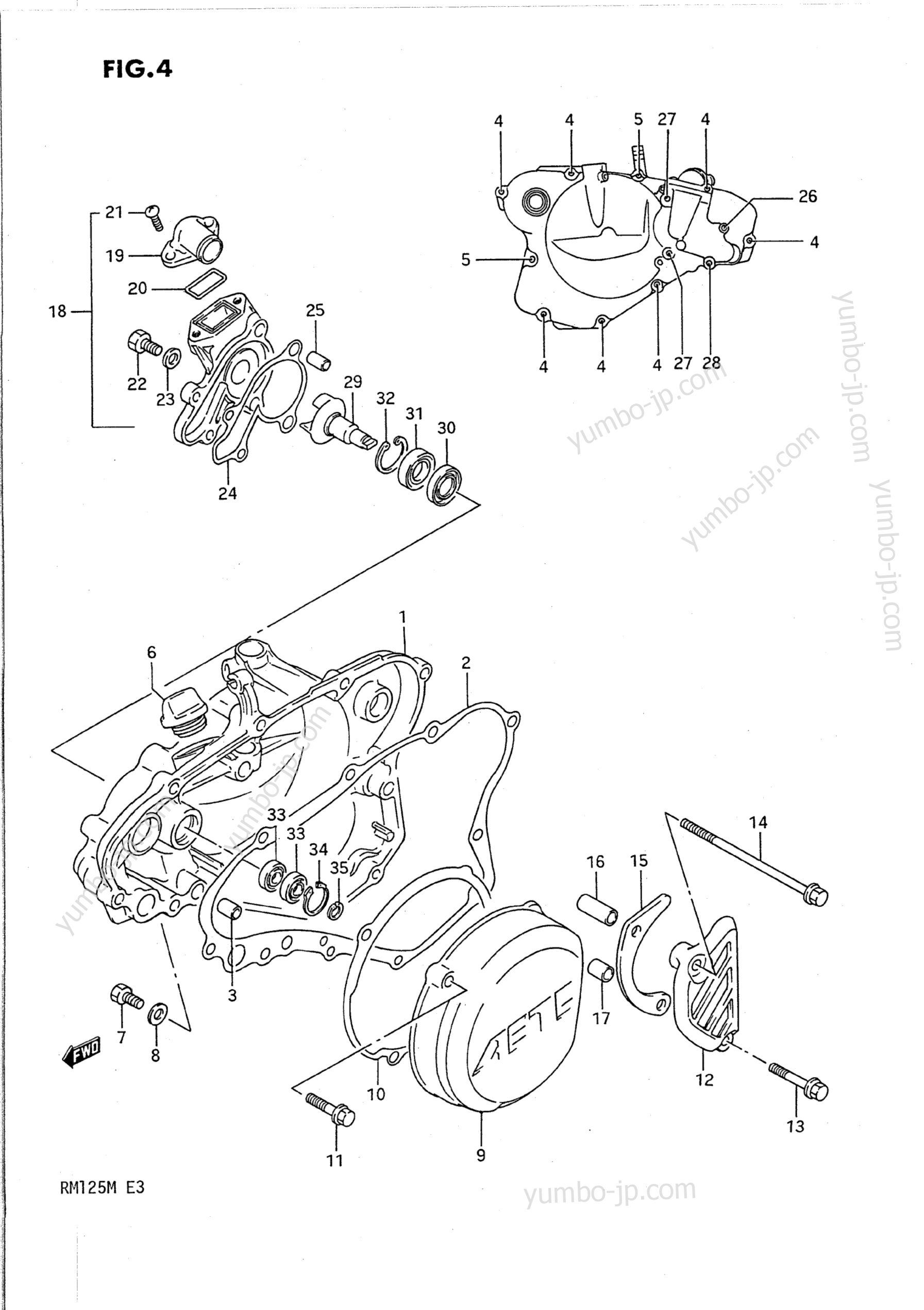 CRANKCASE COVER- WATER PUMP (MODEL K) для мотоциклов SUZUKI RM125 1990 г.