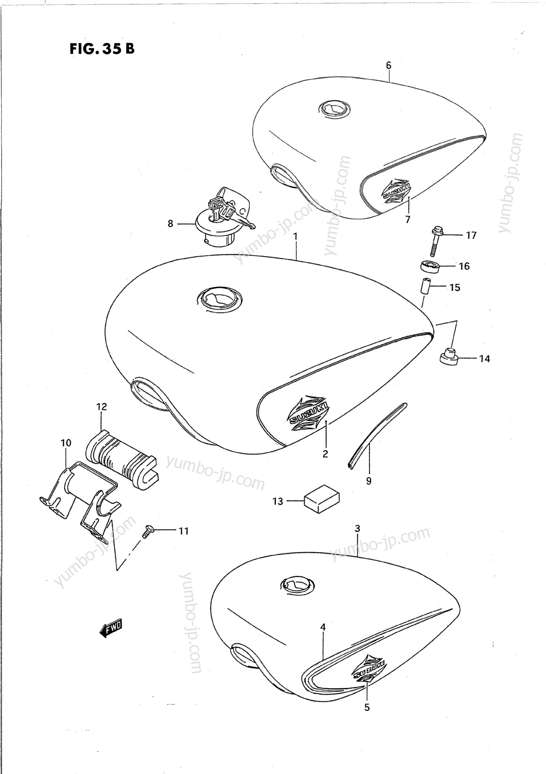 FUEL TANK (MODEL P/R/S) для мотоциклов SUZUKI Intruder (VS1400GLP) 1988 г.