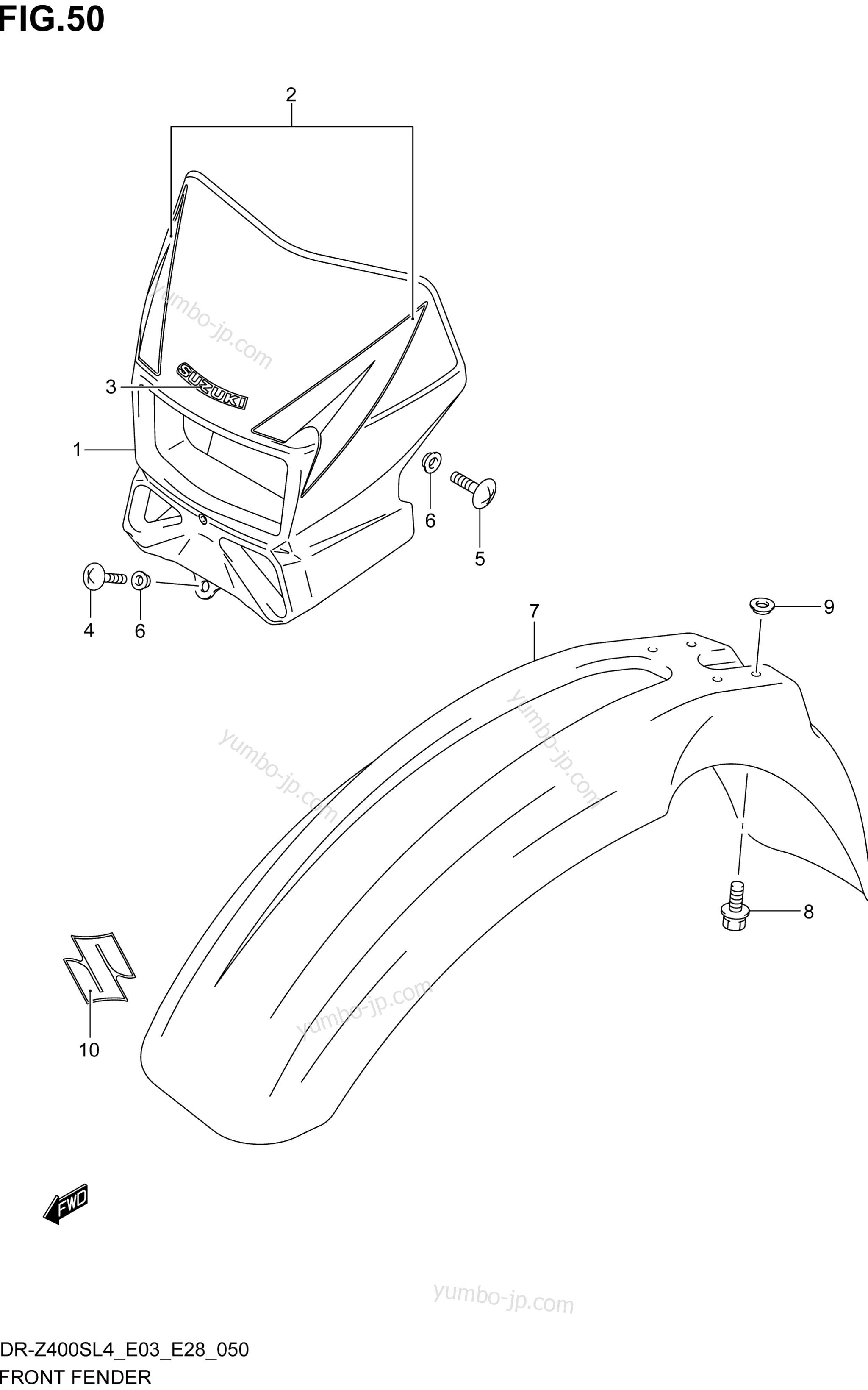 FRONT FENDER for motorcycles SUZUKI DR-Z400S 2014 year