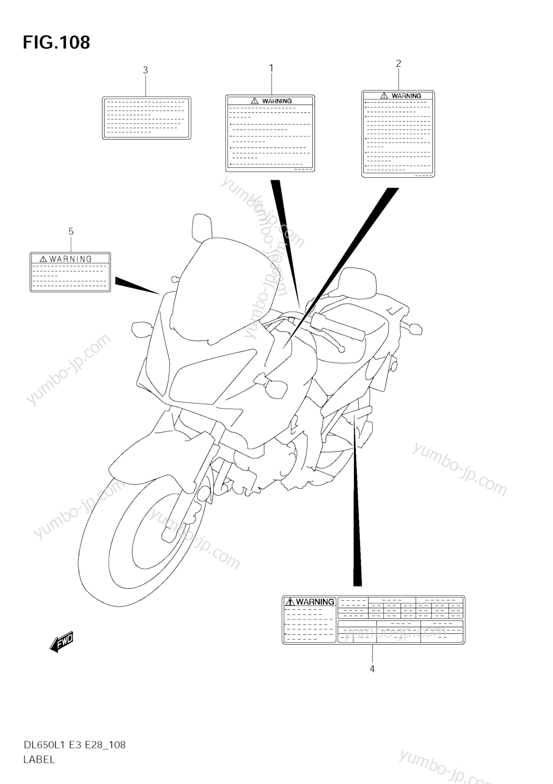 LABEL (DL650 L1 E3) for motorcycles SUZUKI V-Strom (DL650A) 2011 year