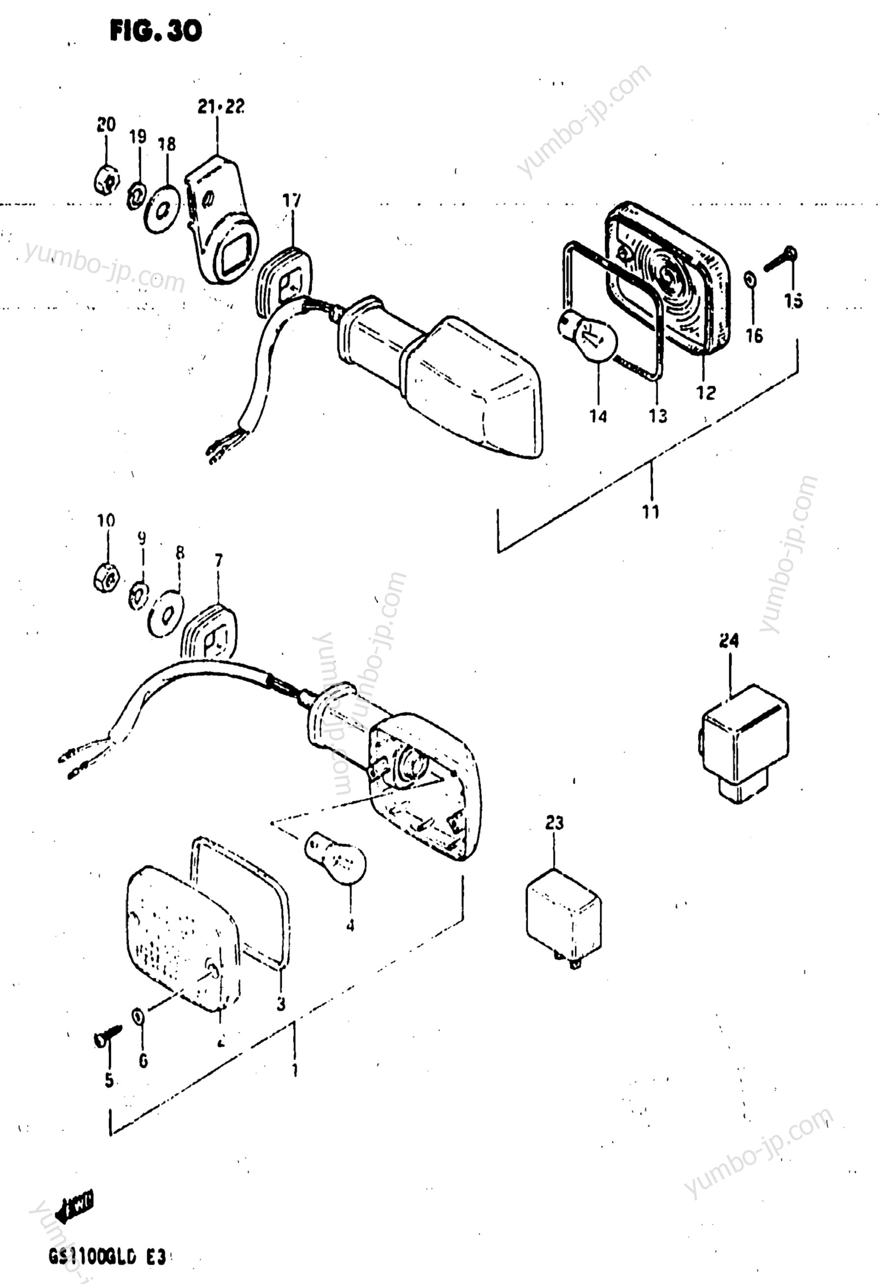 TURN SIGNAL LAMP (MODEL D) для мотоциклов SUZUKI GS1100GL 1982 г.