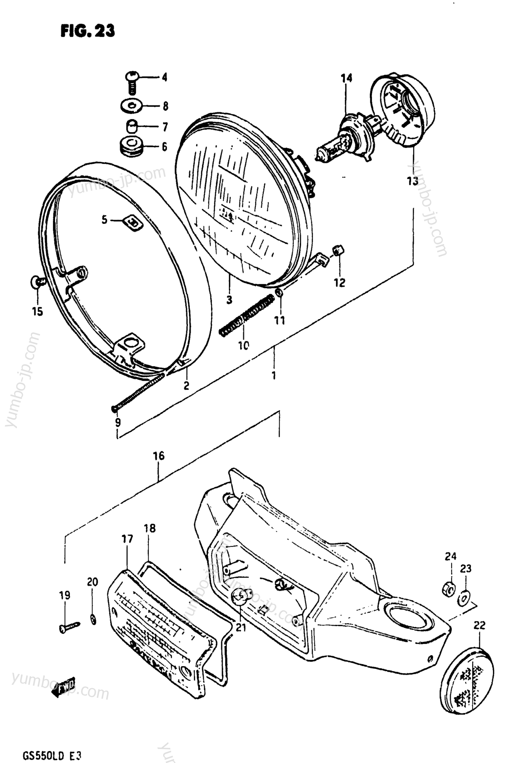 HEADLAMP for motorcycles SUZUKI GS550L 1983 year