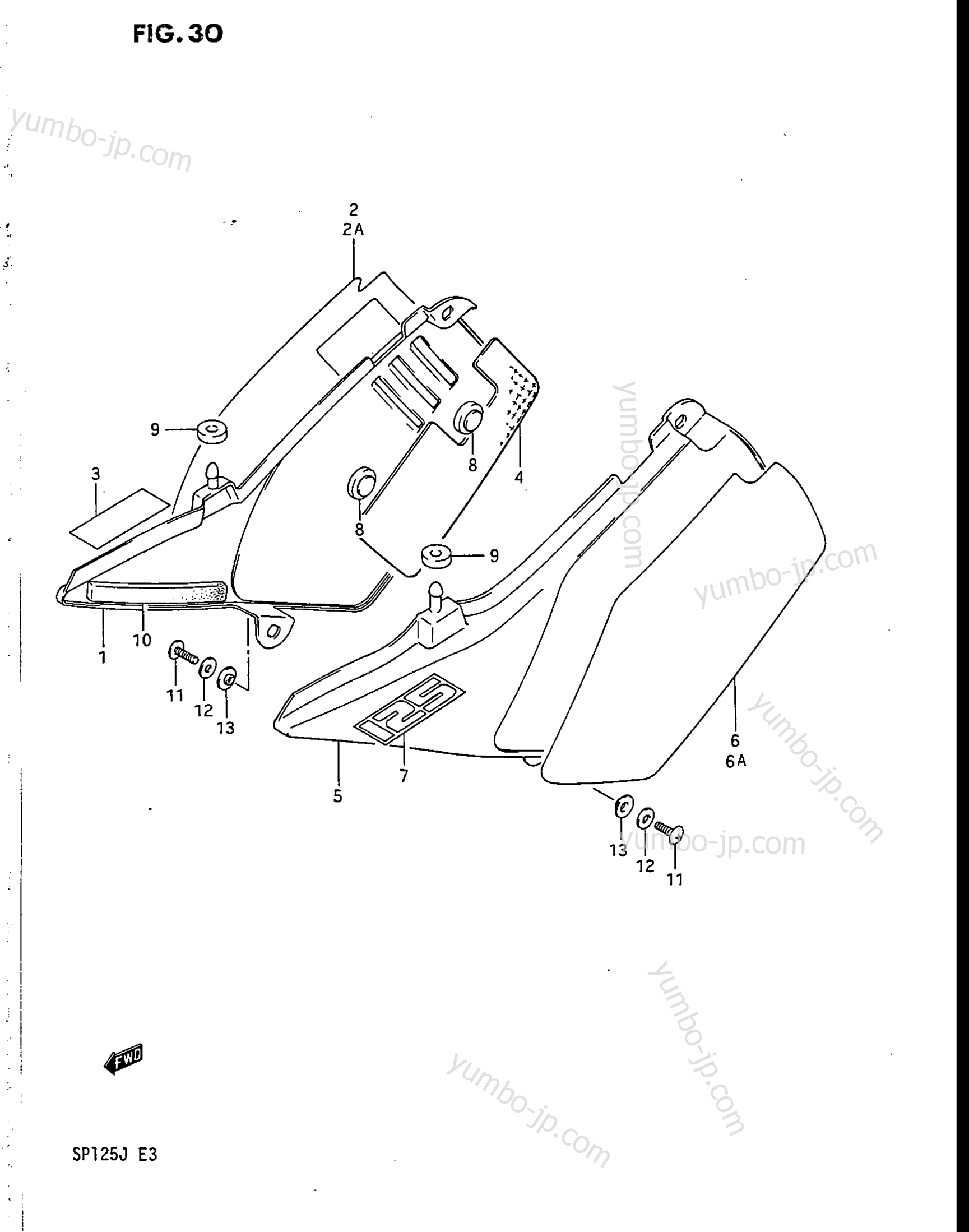 FRAME COVER for motorcycles SUZUKI SP125 1987 year