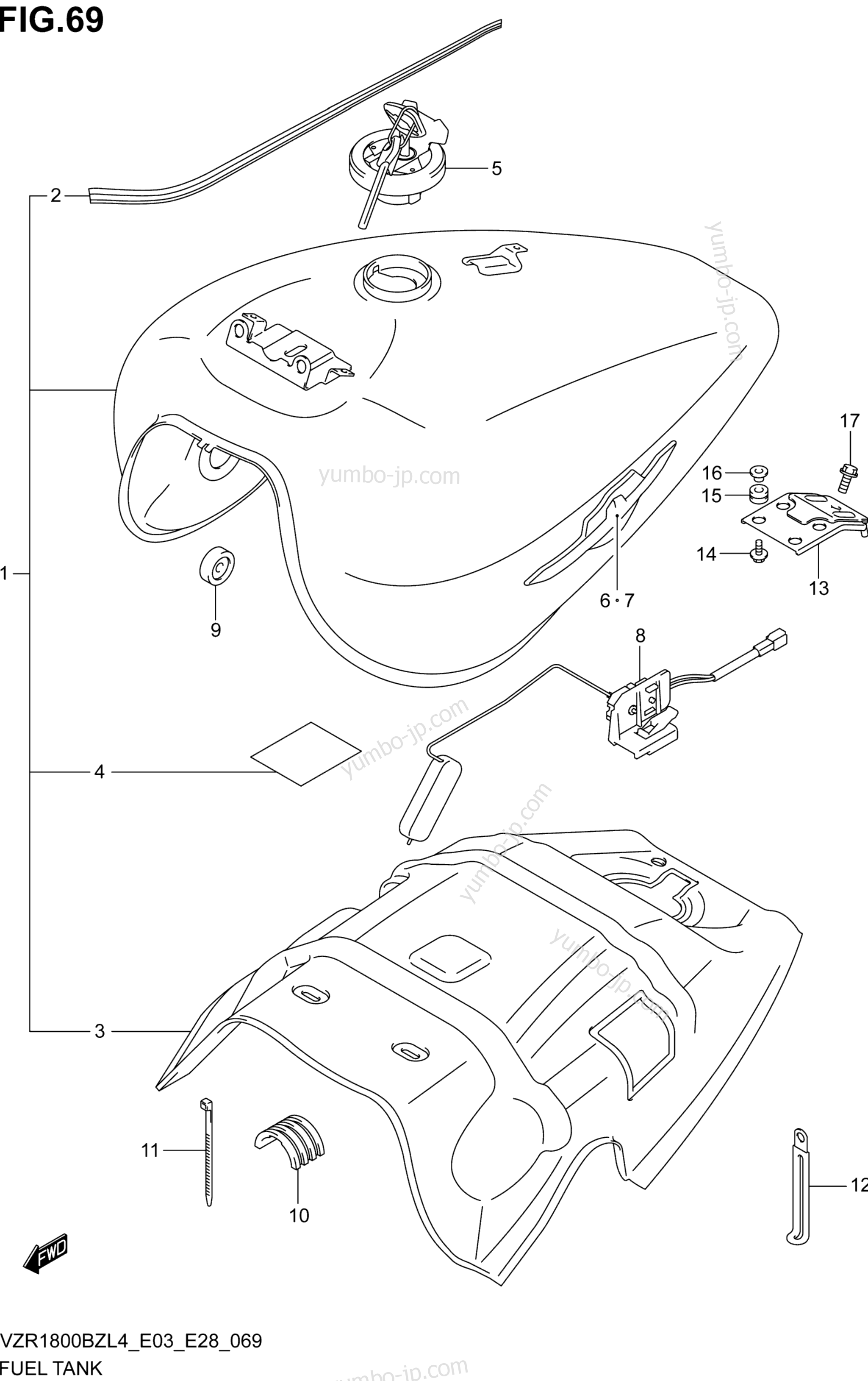 FUEL TANK (VZR1800BZL4 E28) для мотоциклов SUZUKI VZR1800BZ 2014 г.