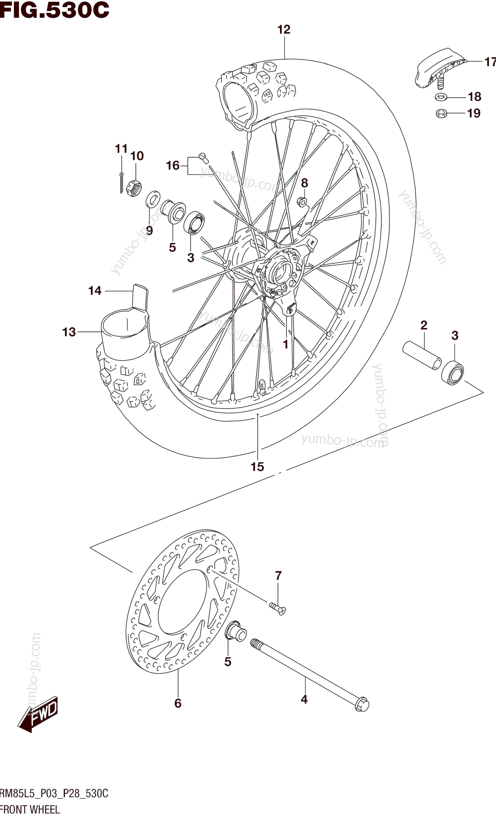 FRONT WHEEL (RM85LL5 P28) для мотоциклов SUZUKI RM85L 2015 г.