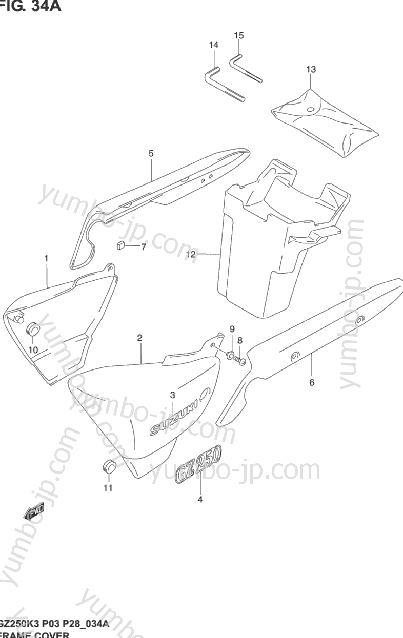 FRAME COVER (MODEL K3) for motorcycles SUZUKI GZ250 2002 year