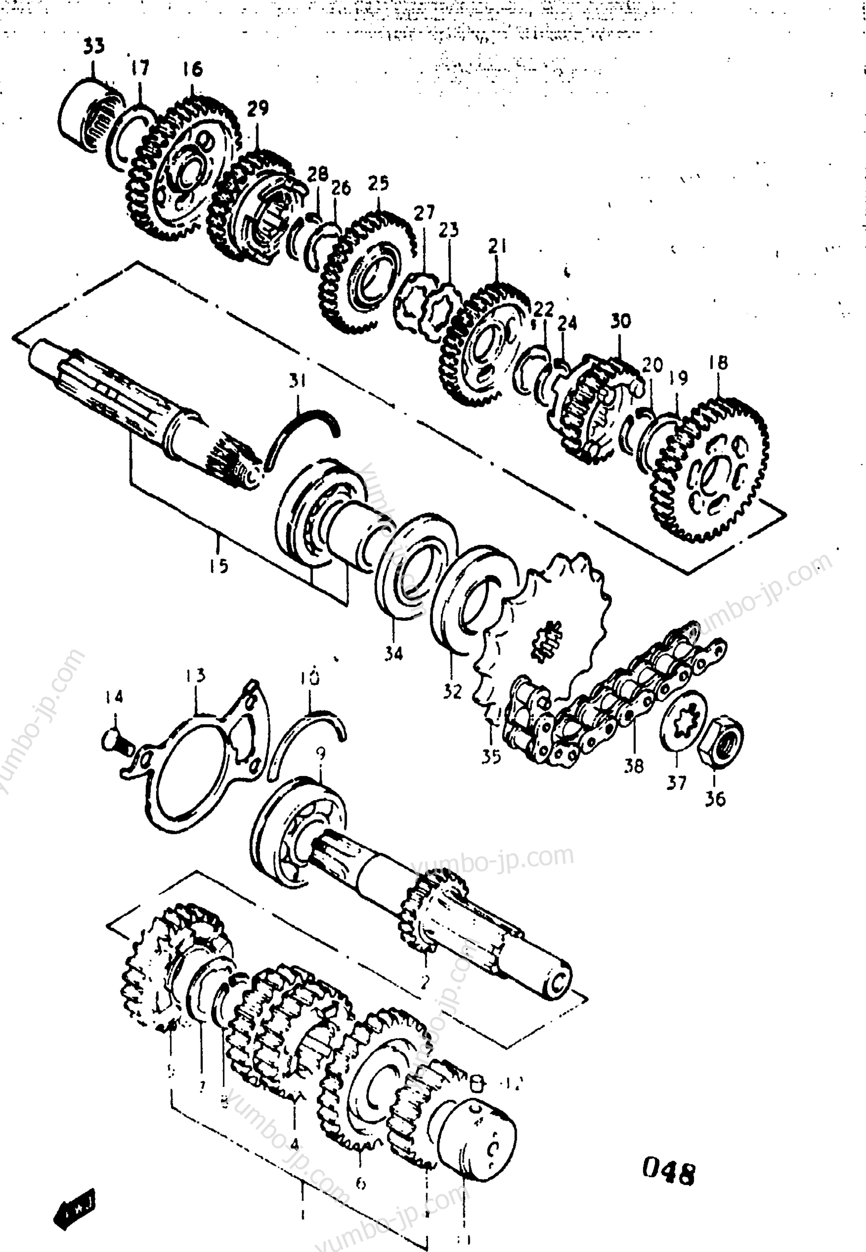 TRANSMISSION for motorcycles SUZUKI GS400-X 1977 year