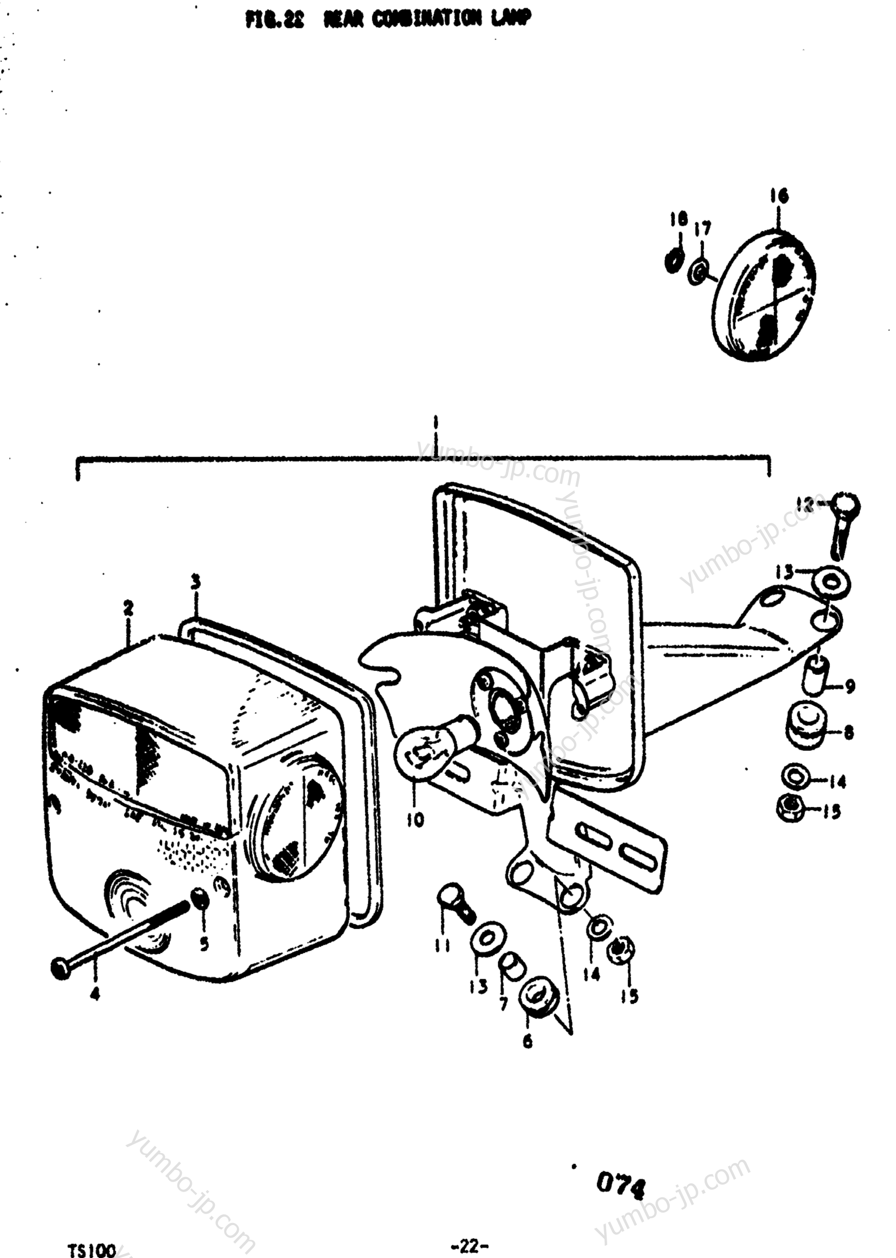 REAR COMBINATION LAMP (TS100B) для мотоциклов SUZUKI TS100 1973 г.