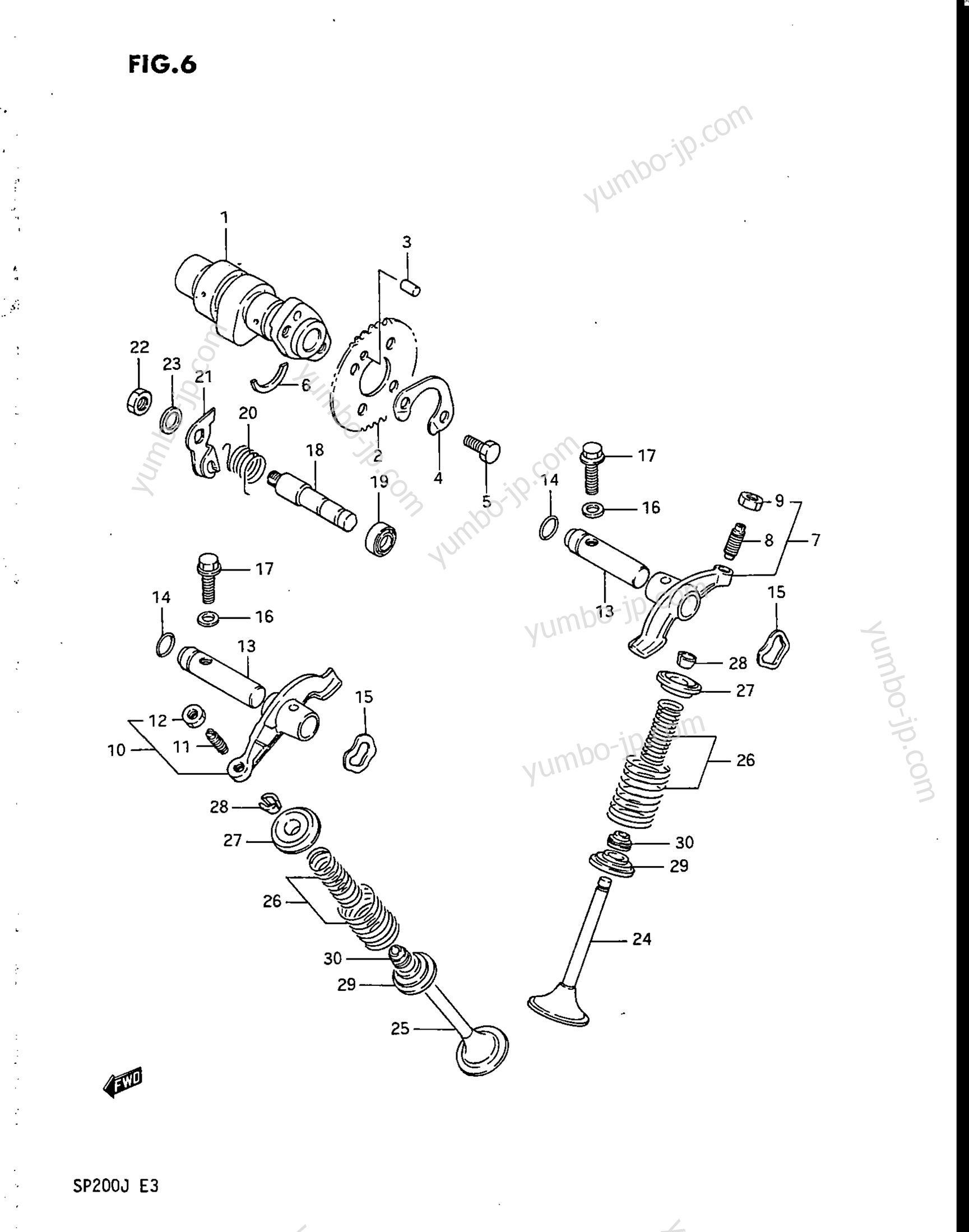 CAM SHAFT - VALVE for motorcycles SUZUKI SP200 1987 year