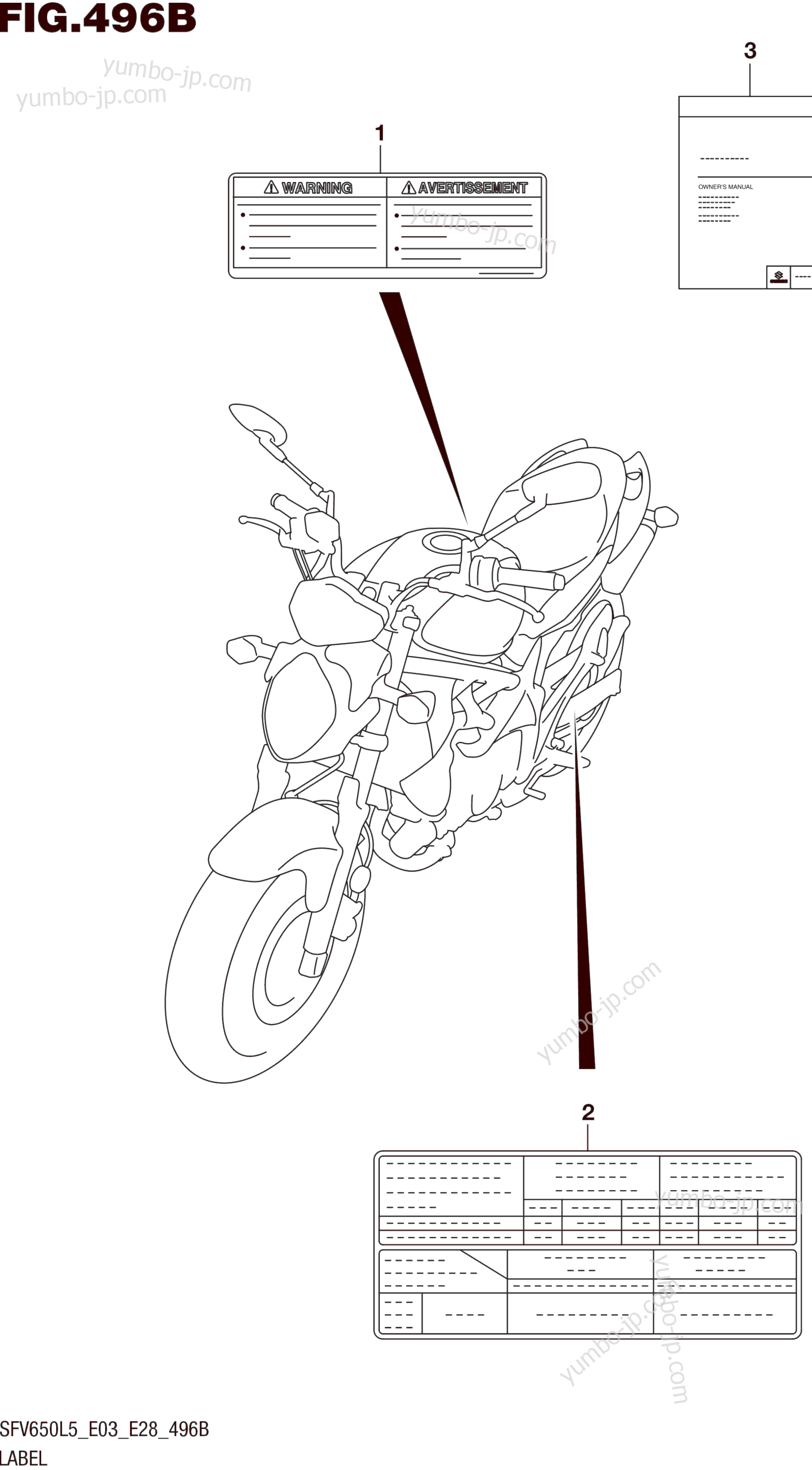 LABEL (SFV650L5 E28) for motorcycles SUZUKI SFV650A 2015 year