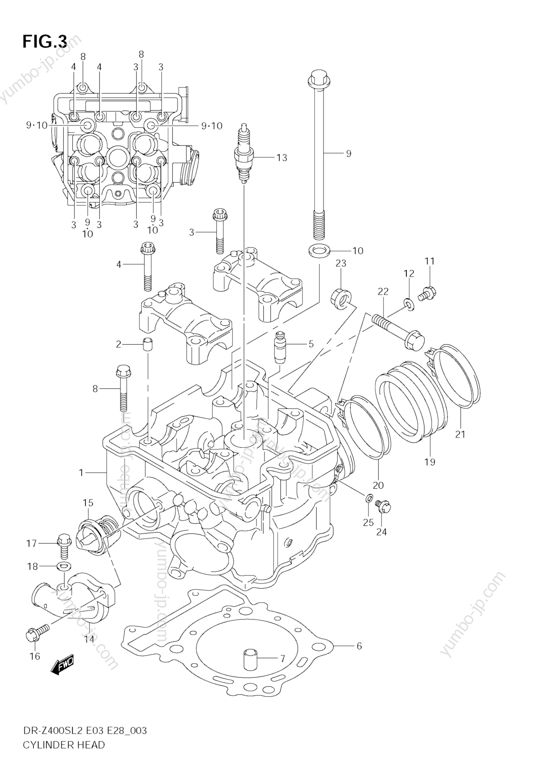 CYLINDER HEAD for motorcycles SUZUKI DR-Z400S 2012 year