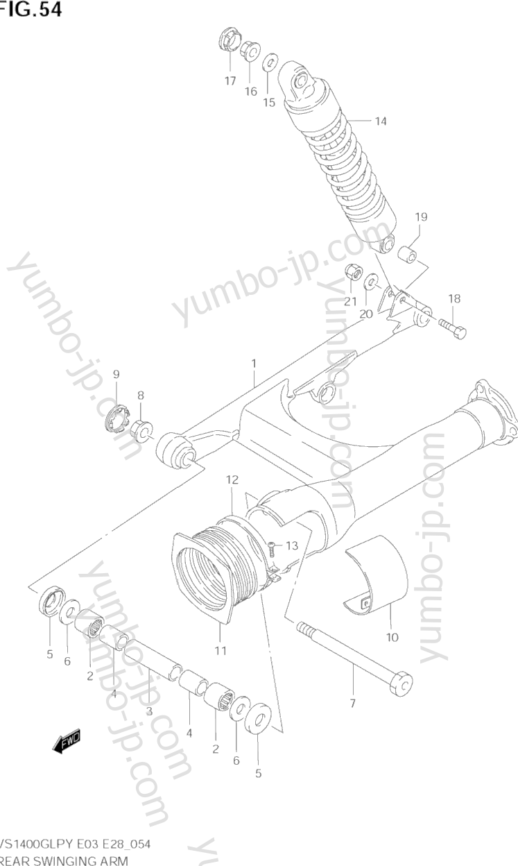 REAR SWINGING ARM (MODEL T/V/W/X/Y) для мотоциклов SUZUKI Intruder (VS1400GLP) 1996 г.