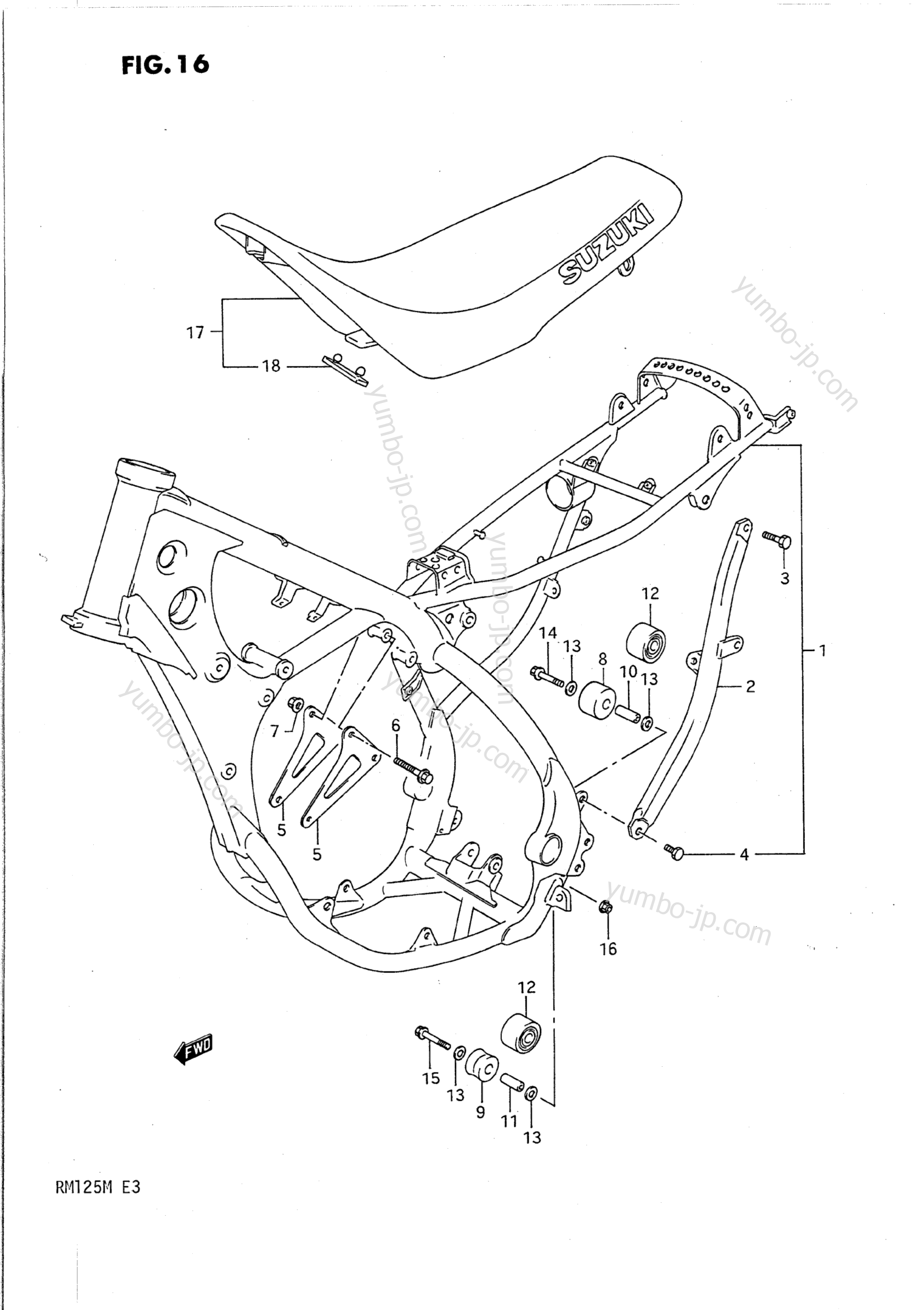 FRAME - SEAT for motorcycles SUZUKI RM125 1991 year